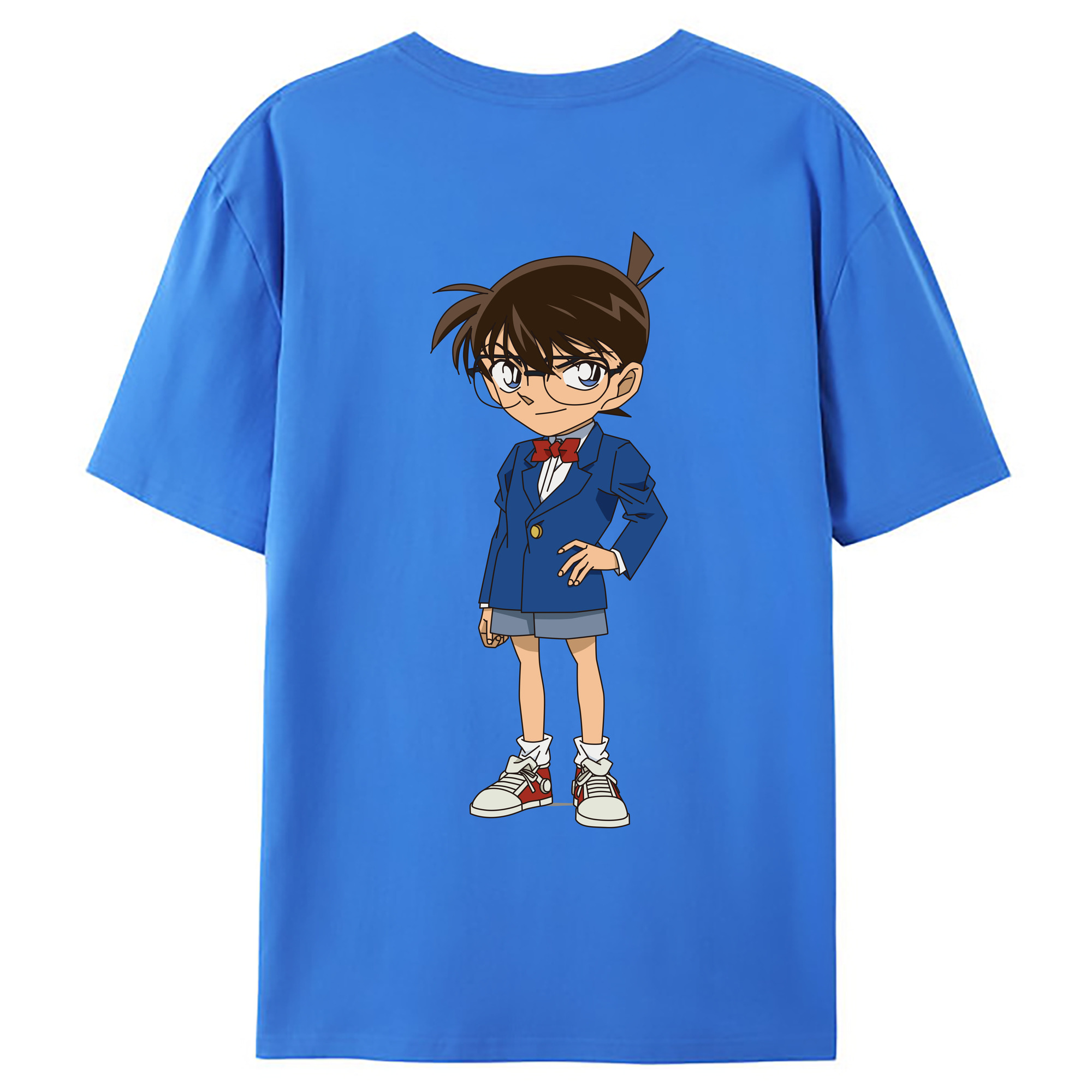 （画像用） 名探偵コナン 江戸川 コナン Detective Conan Conan Edogawa 綿100％ メンズ半袖Tシャツ（バックプリント） 通気性