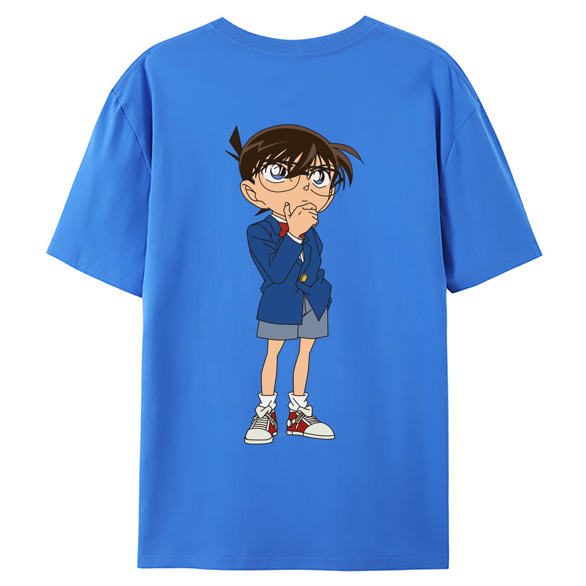 （画像用） 名探偵コナン 江戸川 コナン Detective Conan Conan Edogawa 綿100％ メンズ半袖Tシャツ（バックプリント） 通気性