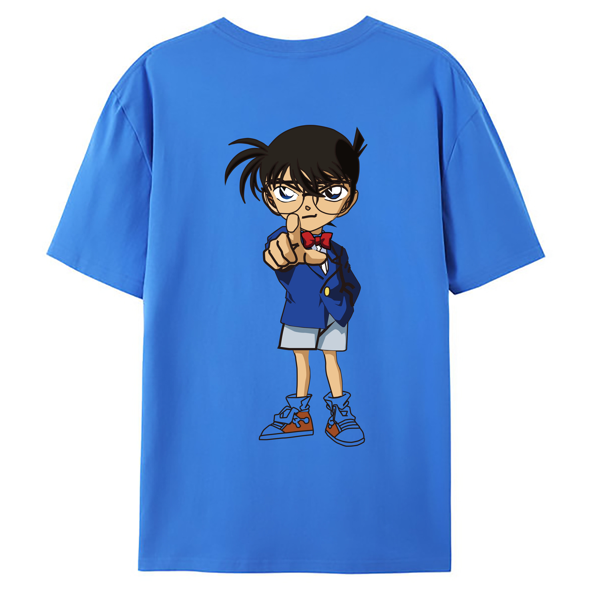 （画像用） 名探偵コナン 江戸川 コナン Detective Conan Conan Edogawa 綿100％ メンズ半袖Tシャツ（バックプリント） 通気性