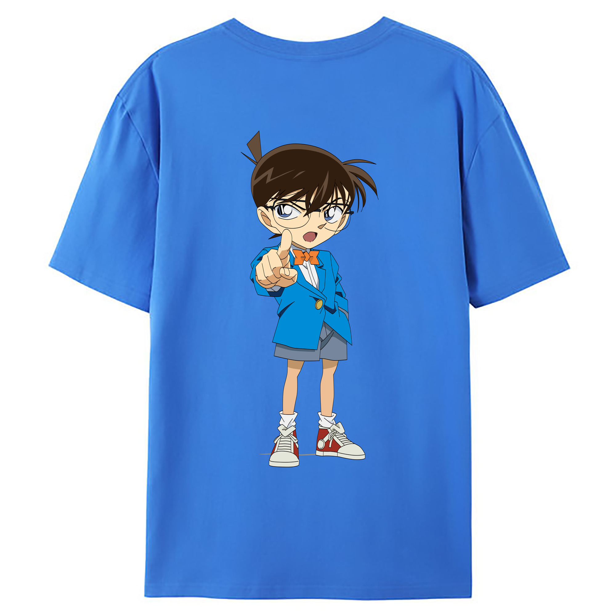 （画像用） 名探偵コナン 江戸川 コナン Detective Conan Conan Edogawa 綿100％ メンズ半袖Tシャツ（バックプリント） 通気性