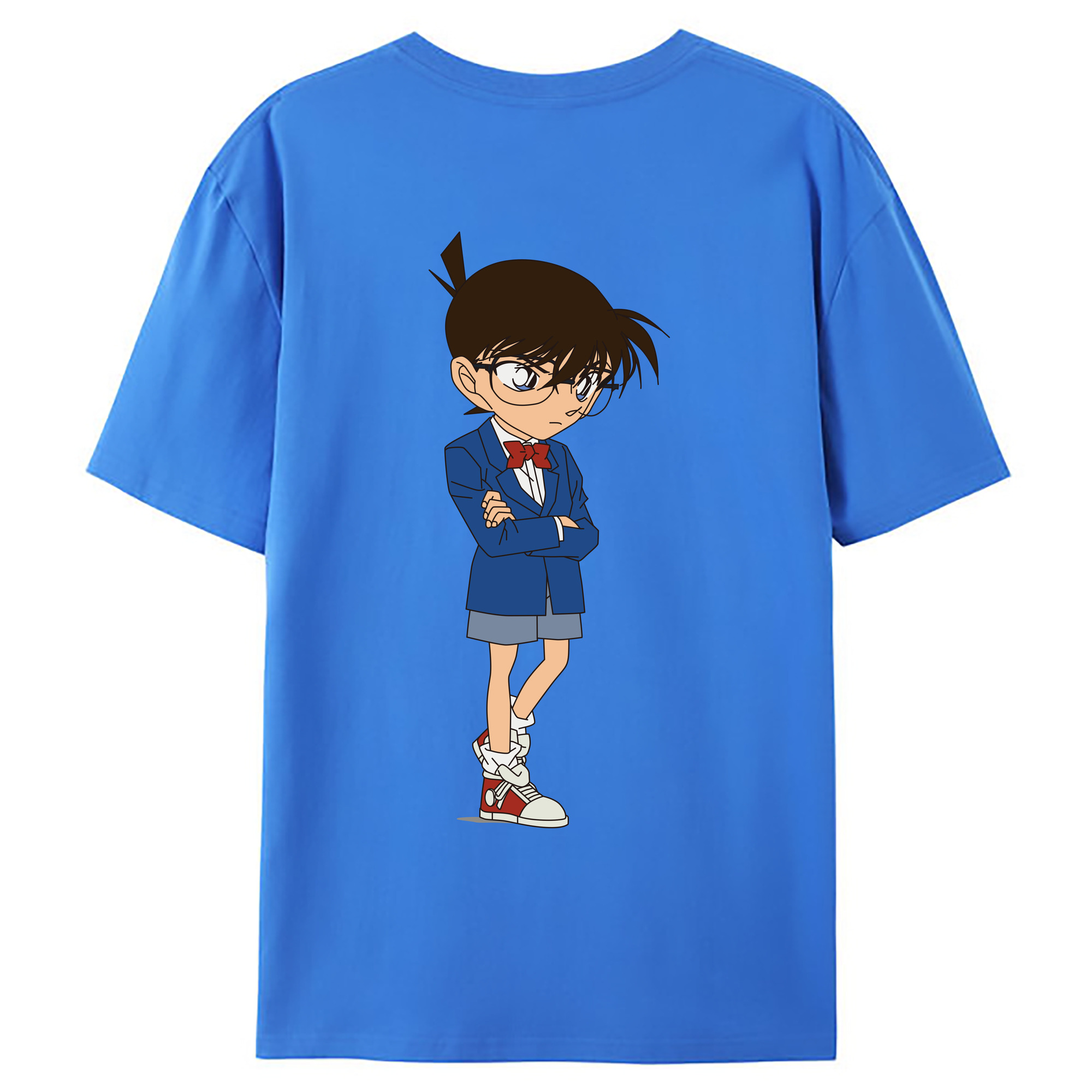 （画像用） 名探偵コナン 江戸川 コナン Detective Conan Conan Edogawa 綿100％ メンズ半袖Tシャツ（バックプリント） 通気性