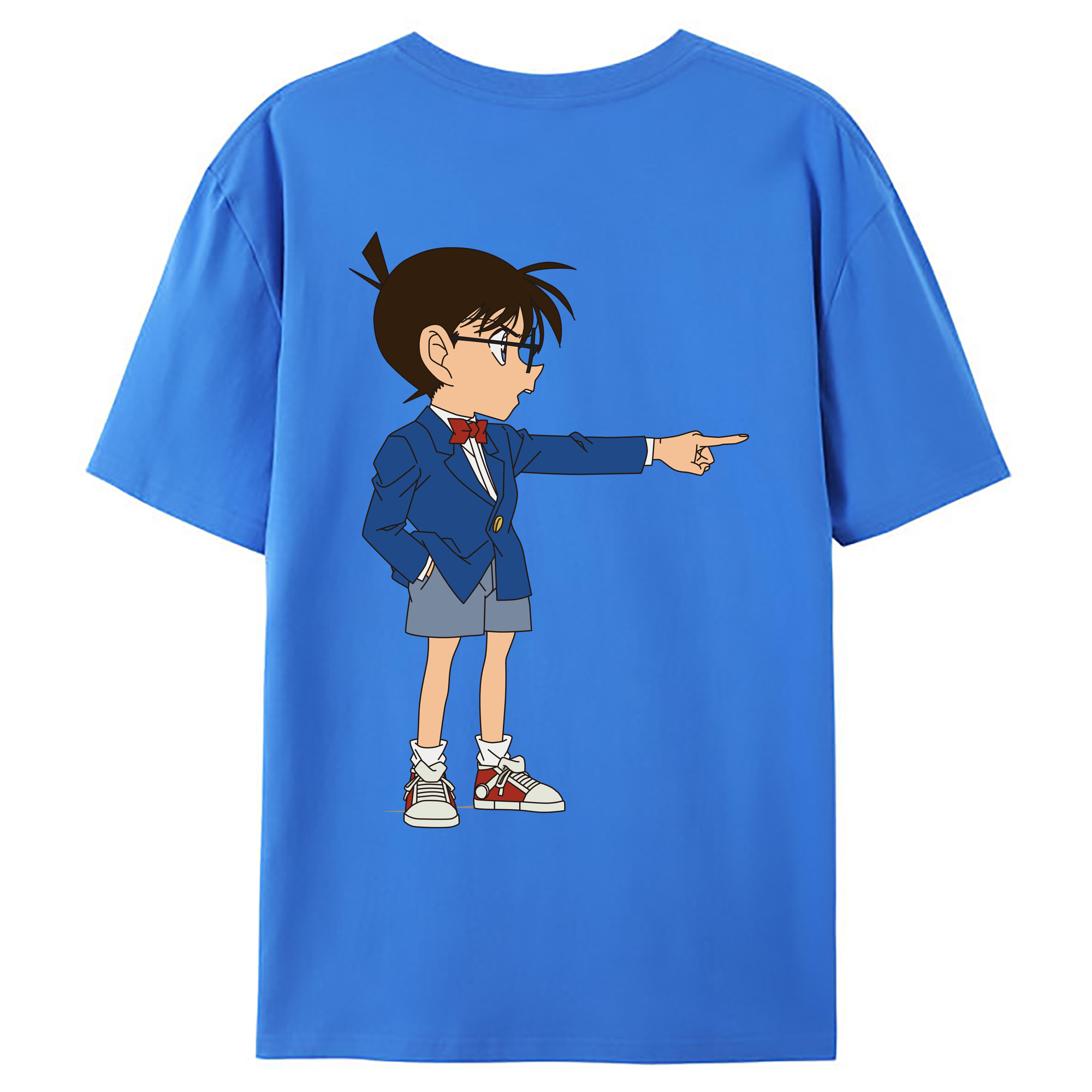 （画像用） 名探偵コナン 江戸川 コナン Detective Conan Conan Edogawa 綿100％ メンズ半袖Tシャツ（バックプリント） 通気性
