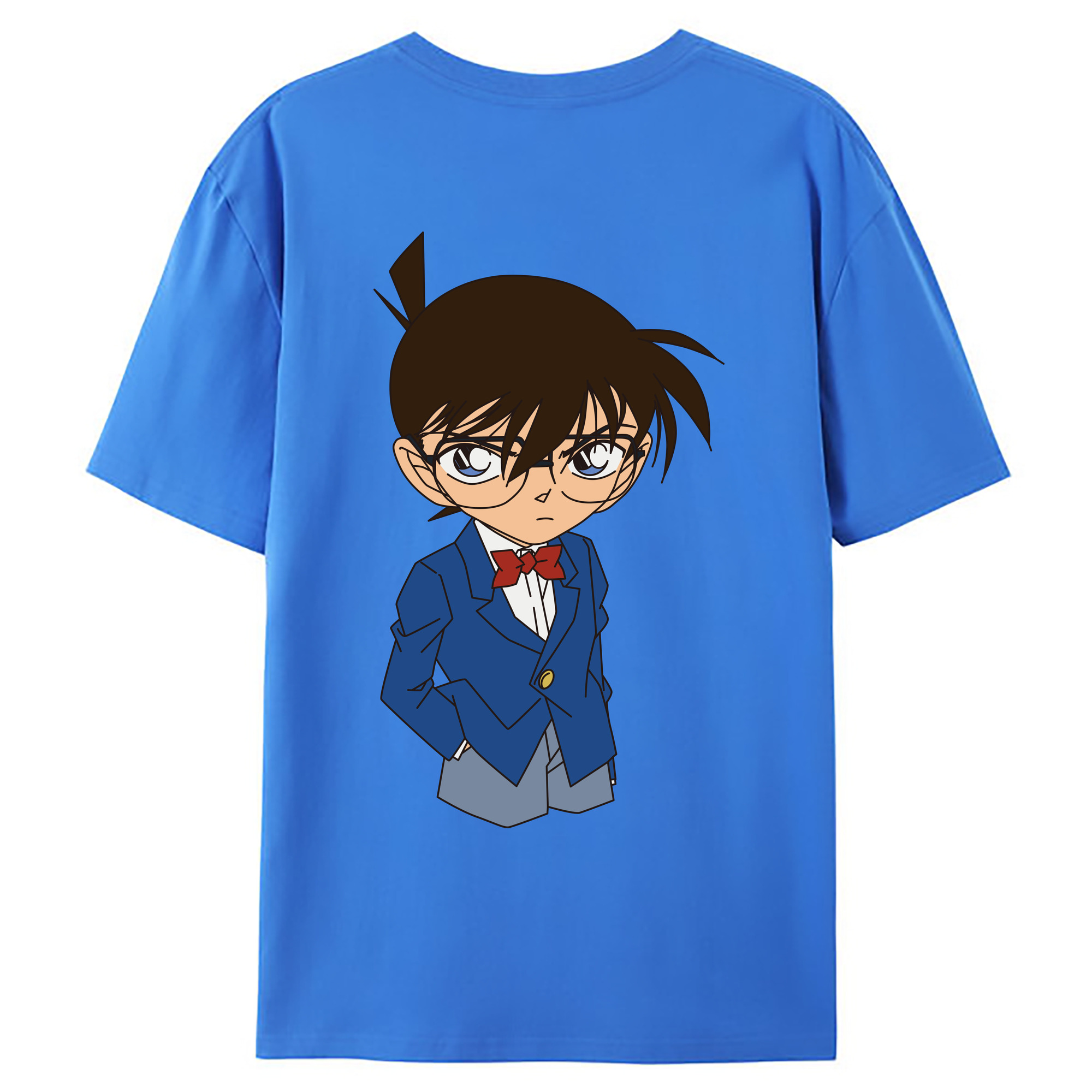 （画像用） 名探偵コナン 江戸川 コナン Detective Conan Conan Edogawa 綿100％ メンズ半袖Tシャツ（バックプリント） 通気性