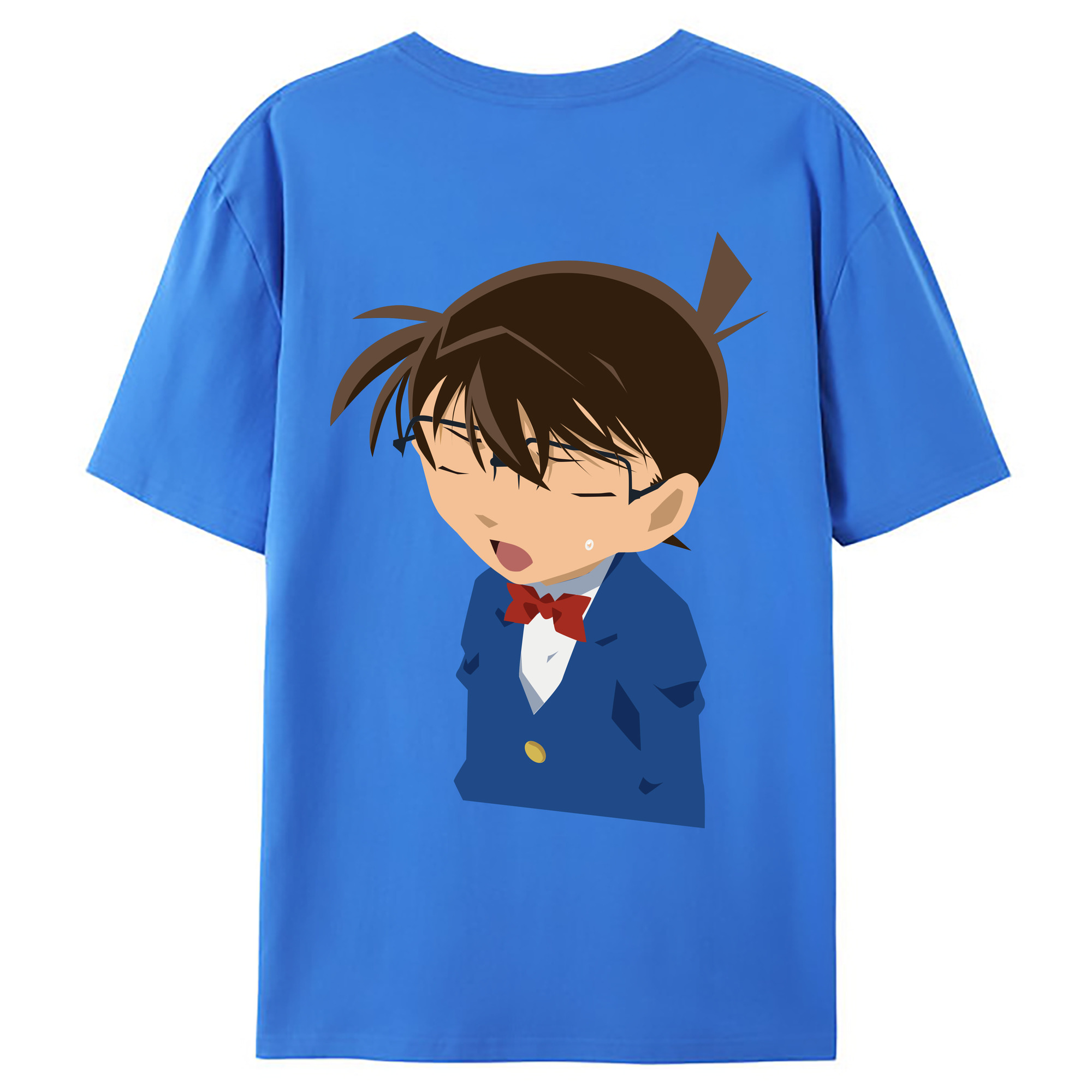 （画像用） 名探偵コナン 江戸川 コナン Detective Conan Conan Edogawa 綿100％ メンズ半袖Tシャツ（バックプリント） 通気性