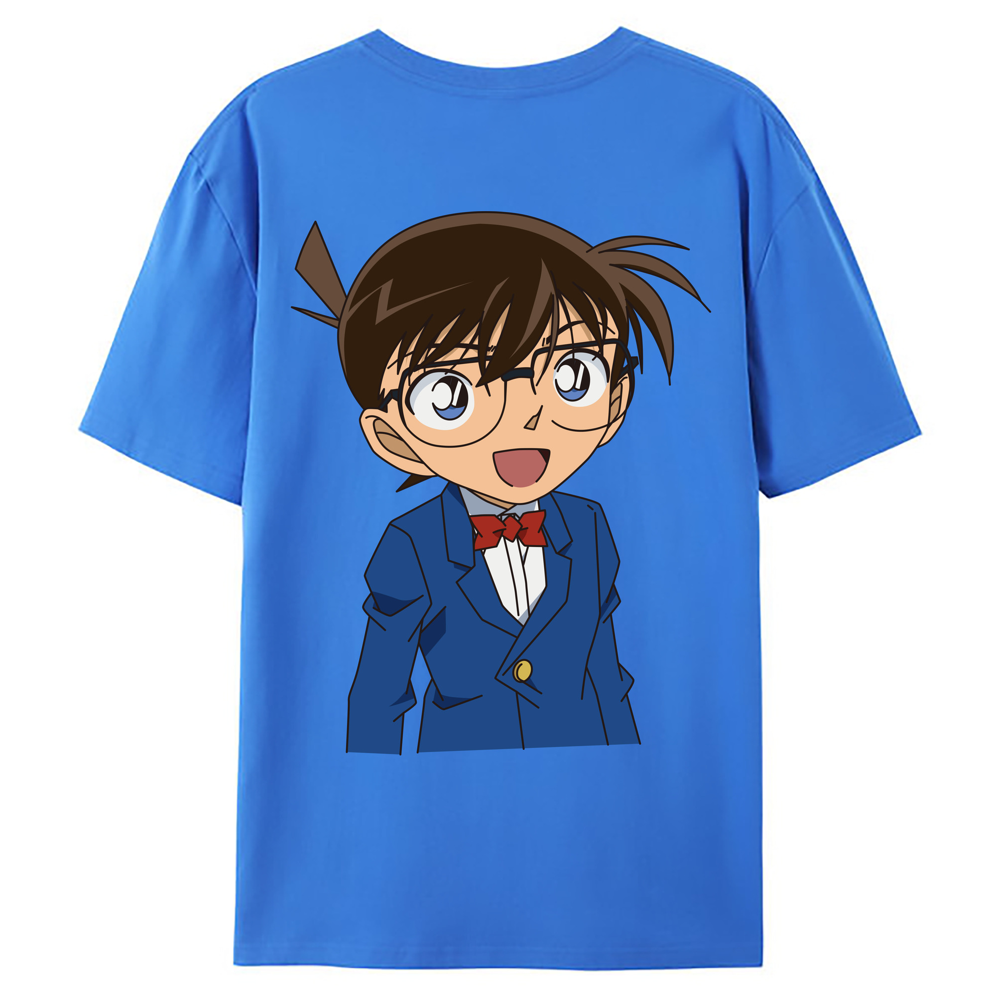（画像用） 名探偵コナン 江戸川 コナン Detective Conan Conan Edogawa 綿100％ メンズ半袖Tシャツ（バックプリント） 通気性