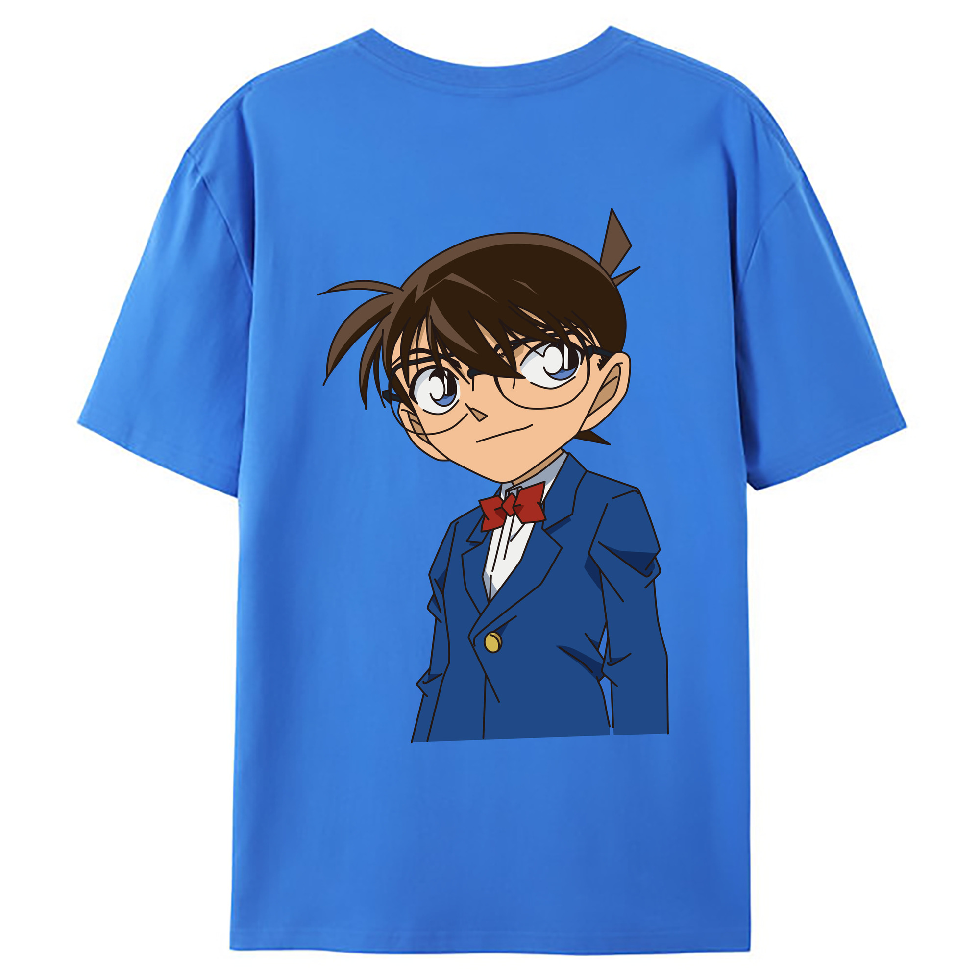 （画像用） 名探偵コナン 江戸川 コナン Detective Conan Conan Edogawa 綿100％ メンズ半袖Tシャツ（バックプリント） 通気性