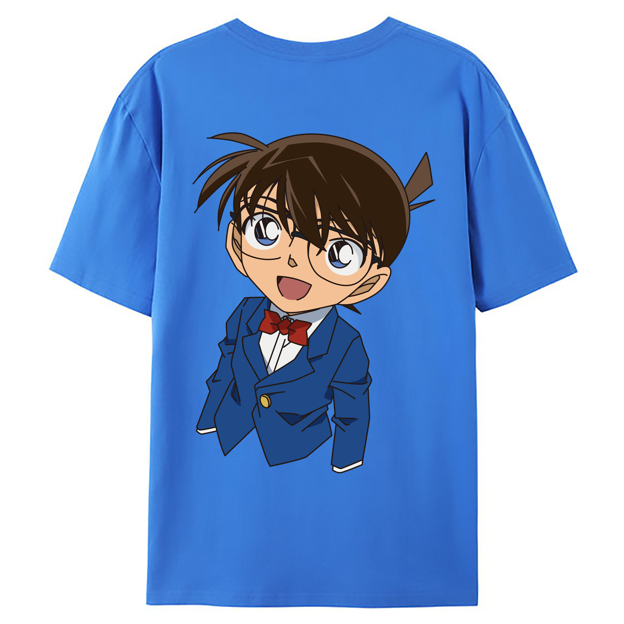 （画像用） 名探偵コナン 江戸川 コナン Detective Conan Conan Edogawa 綿100％ メンズ半袖Tシャツ（バックプリント） 通気性