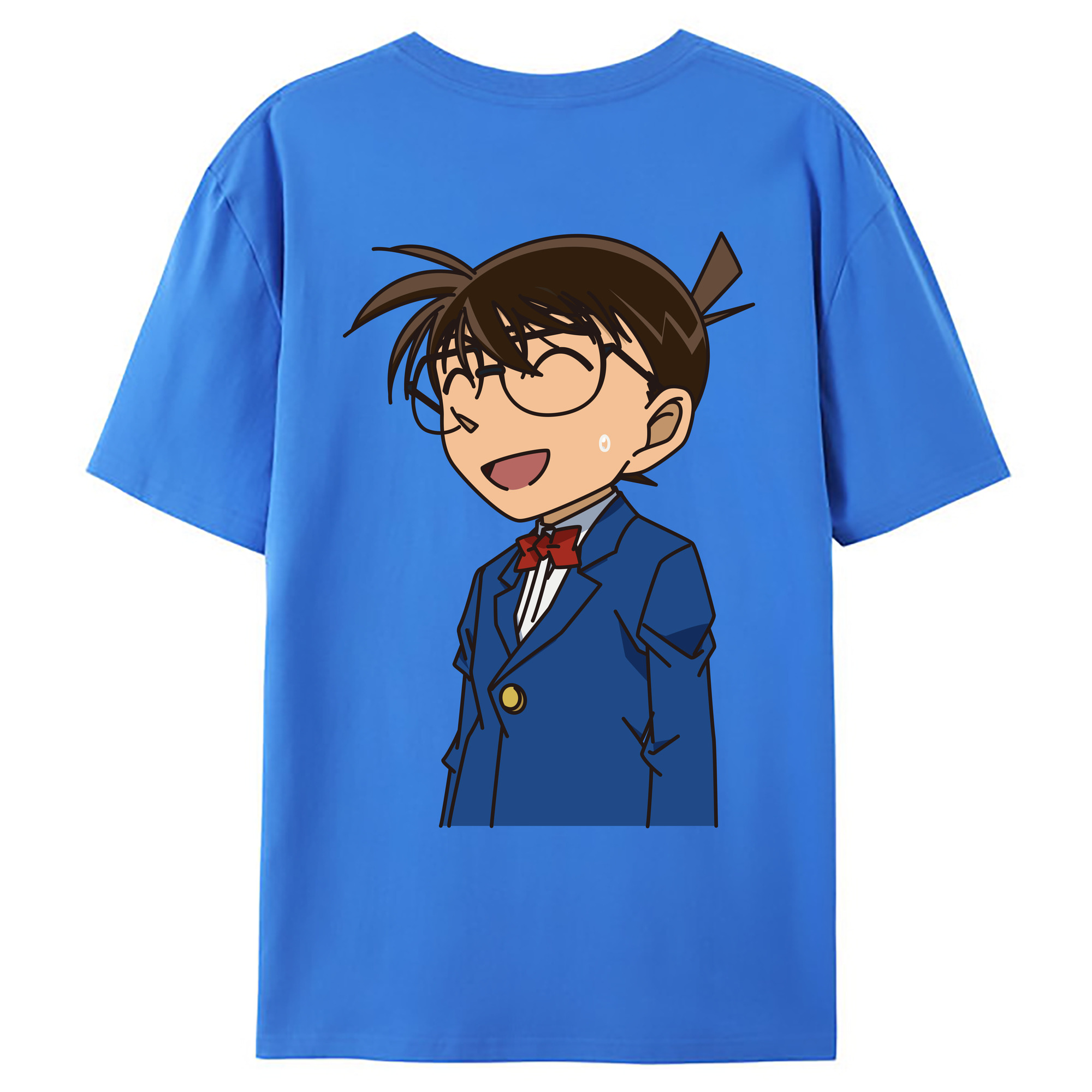（画像用） 名探偵コナン 江戸川 コナン Detective Conan Conan Edogawa 綿100％ メンズ半袖Tシャツ（バックプリント） 通気性