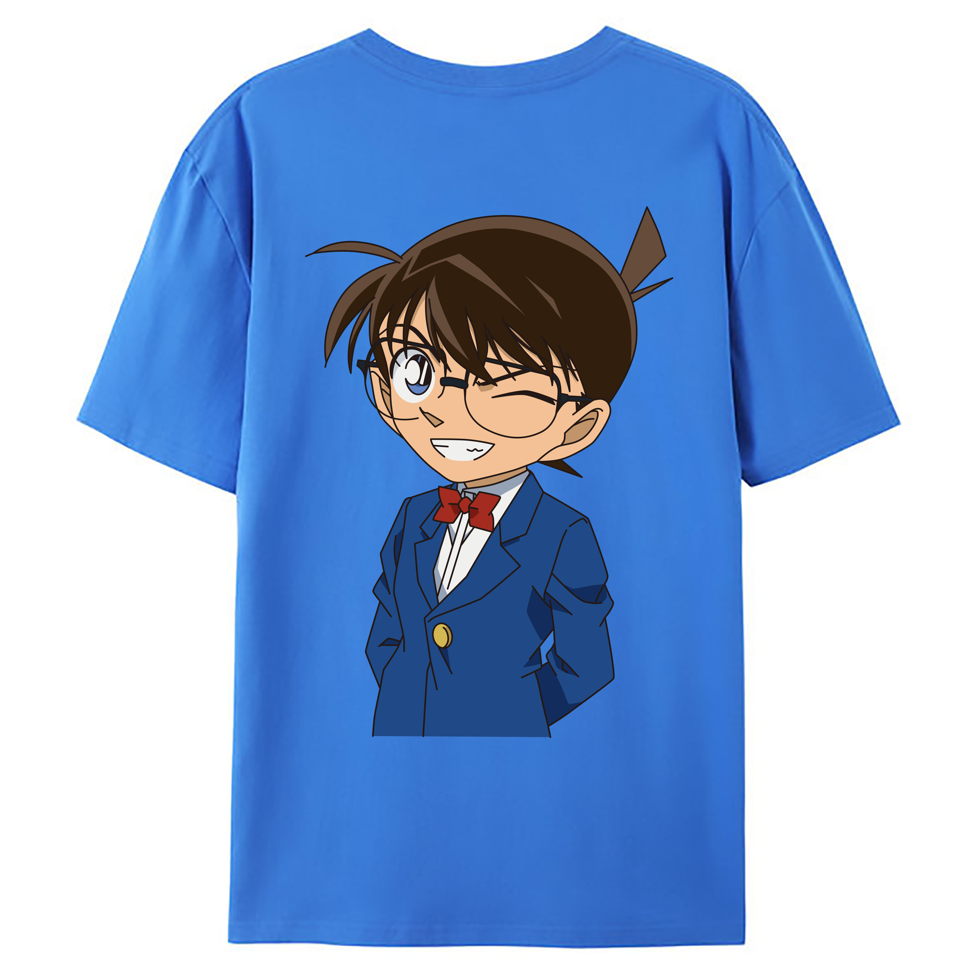 （画像用） 名探偵コナン 江戸川 コナン Detective Conan Conan Edogawa 綿100％ メンズ半袖Tシャツ（バックプリント） 通気性