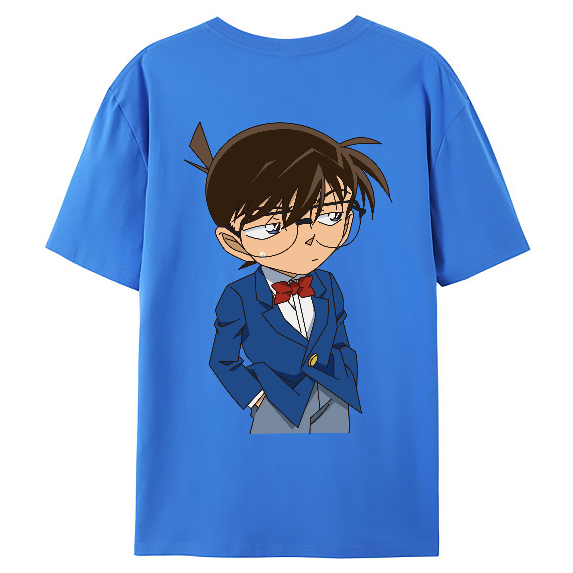 （画像用） 名探偵コナン 江戸川 コナン Detective Conan Conan Edogawa 綿100％ メンズ半袖Tシャツ（バックプリント） 通気性