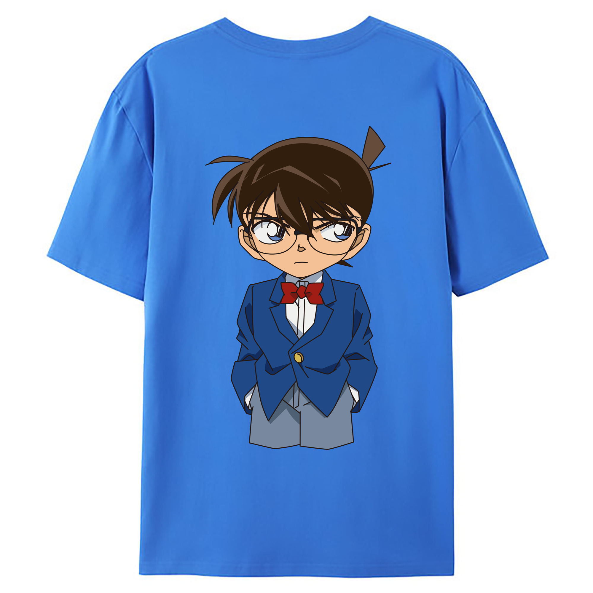 （画像用） 名探偵コナン 江戸川 コナン Detective Conan Conan Edogawa 綿100％ メンズ半袖Tシャツ（バックプリント） 通気性
