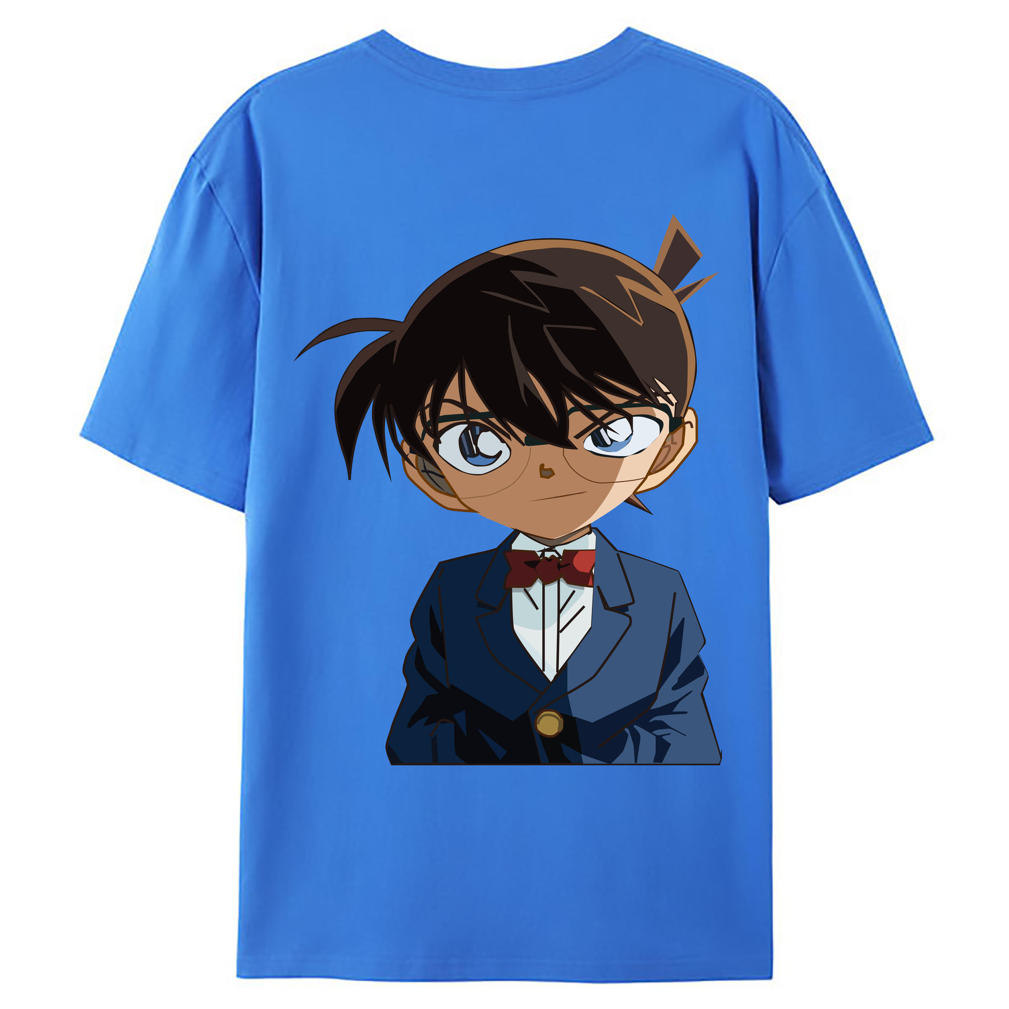 （画像用） 名探偵コナン 江戸川 コナン Detective Conan Conan Edogawa 綿100％ メンズ半袖Tシャツ（バックプリント） 通気性
