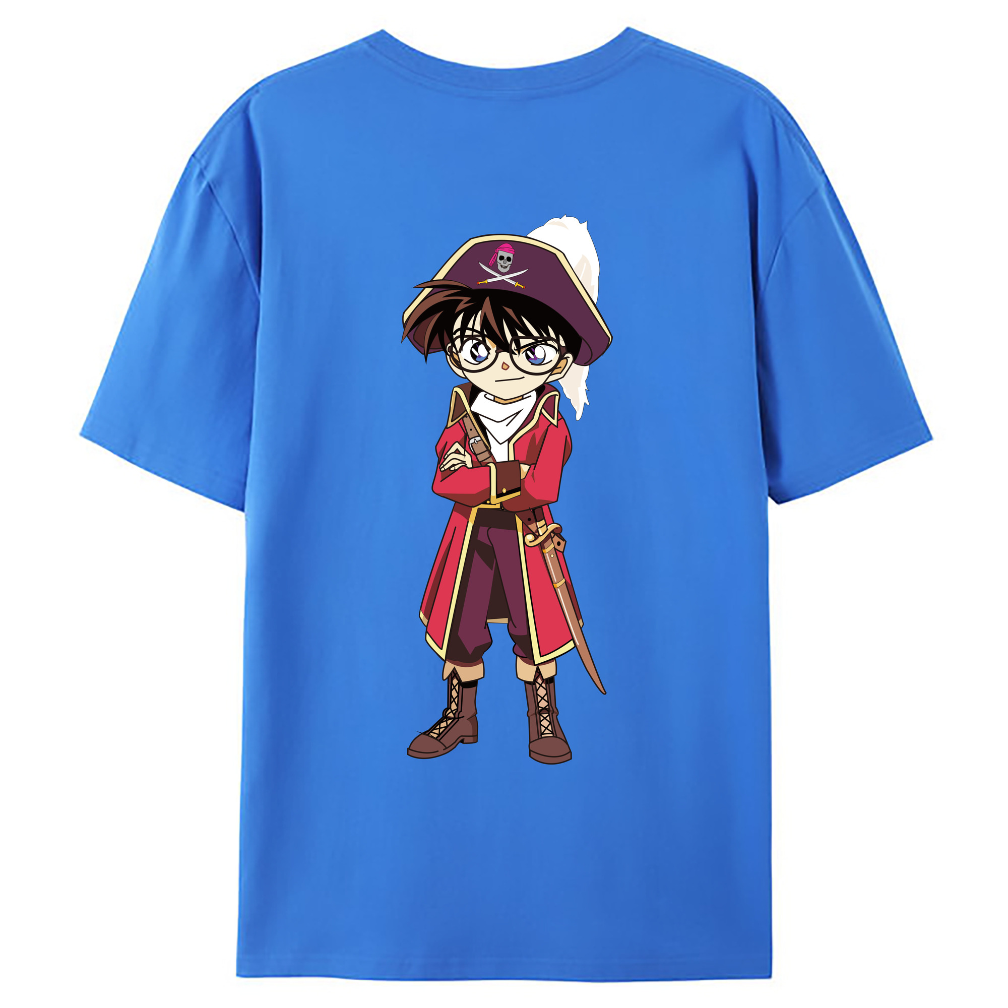 （画像用） 名探偵コナン 江戸川 コナン Detective Conan Conan Edogawa 綿100％ メンズ半袖Tシャツ（バックプリント） 通気性