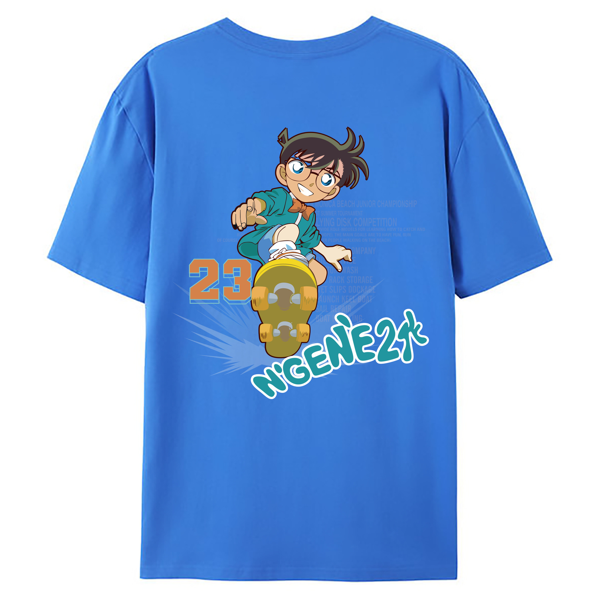 （画像用） 名探偵コナン 江戸川 コナン Detective Conan Conan Edogawa 綿100％ メンズ半袖Tシャツ（バックプリント） 通気性