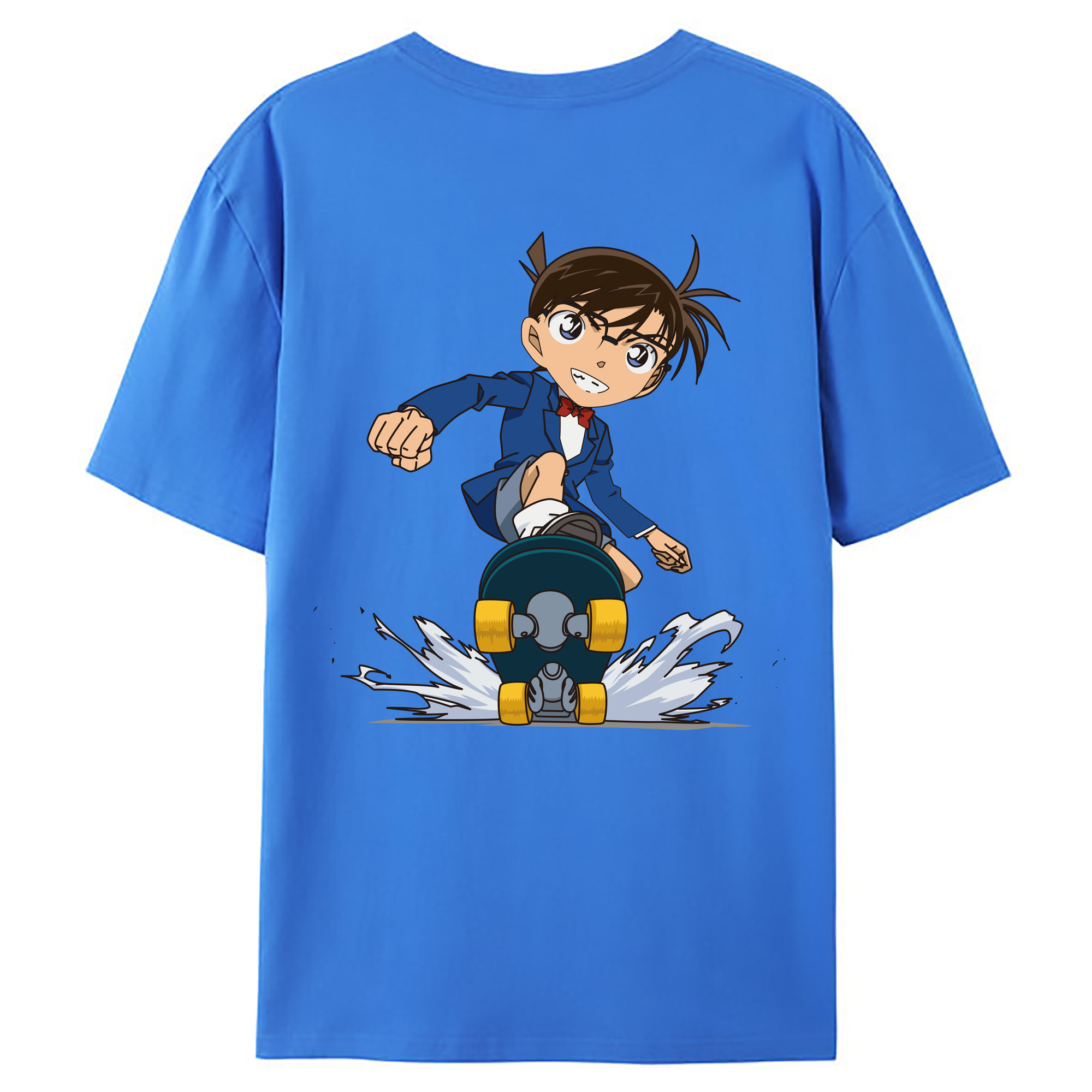 （画像用） 名探偵コナン 江戸川 コナン Detective Conan Conan Edogawa 綿100％ メンズ半袖Tシャツ（バックプリント） 通気性