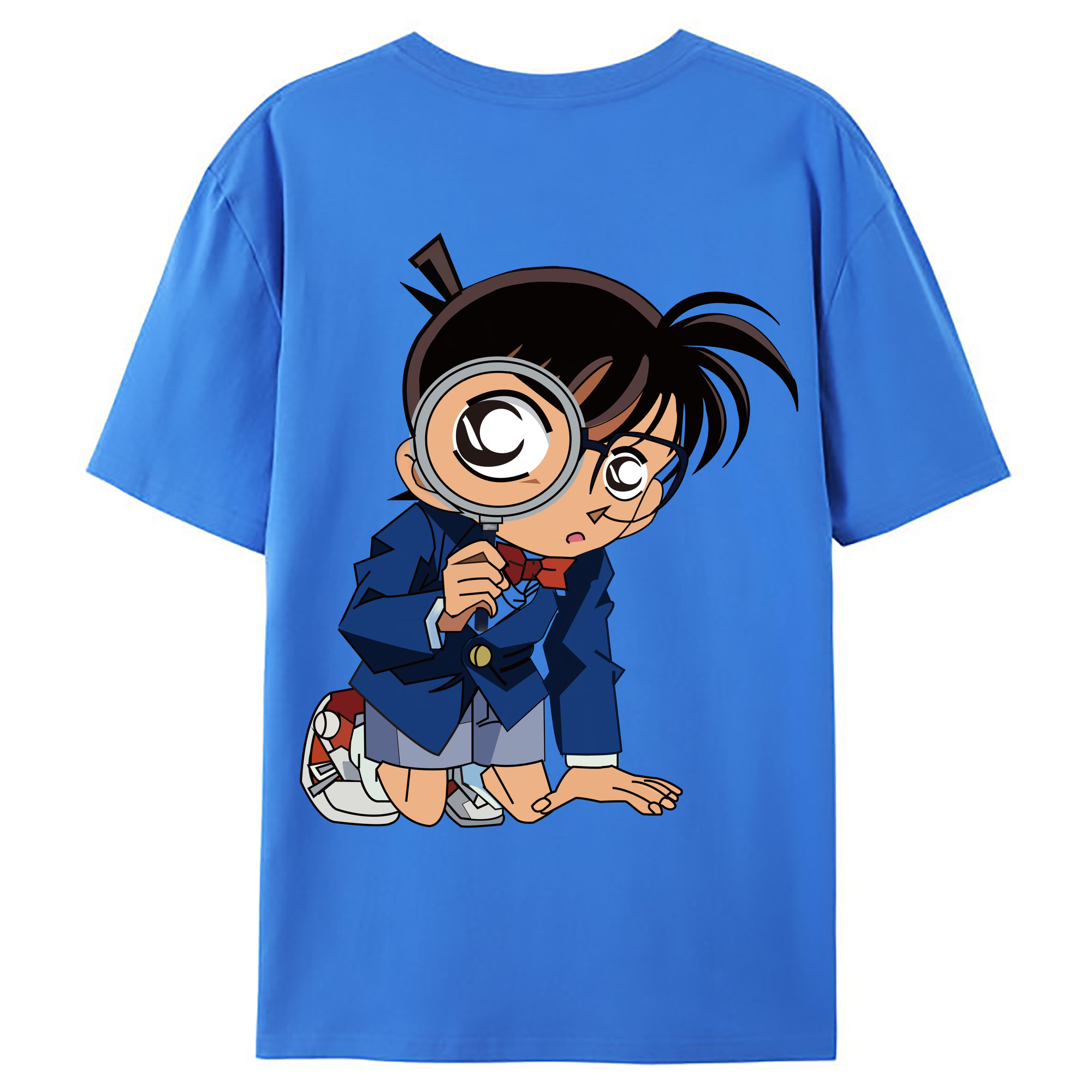 （画像用） 名探偵コナン 江戸川 コナン Detective Conan Conan Edogawa 綿100％ メンズ半袖Tシャツ（バックプリント） 通気性