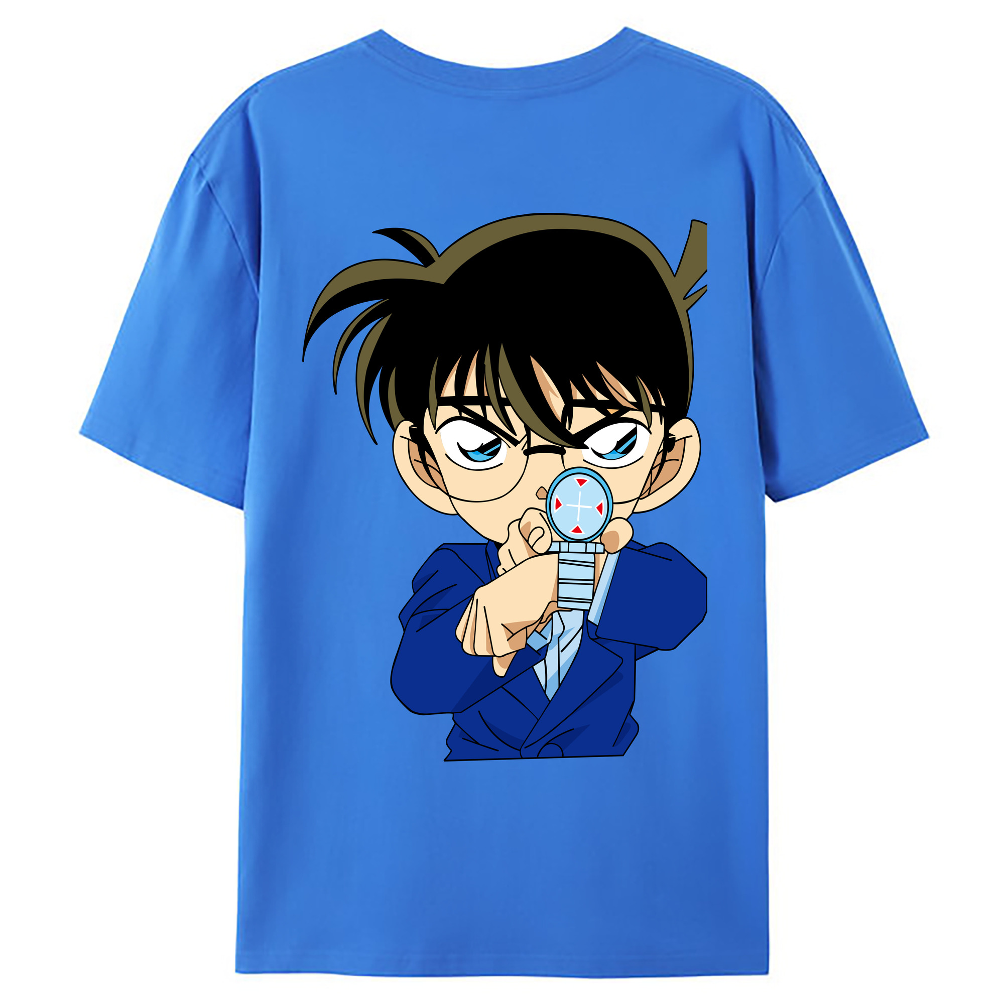 （画像用） 名探偵コナン 江戸川 コナン Detective Conan Conan Edogawa 綿100％ メンズ半袖Tシャツ（バックプリント） 通気性