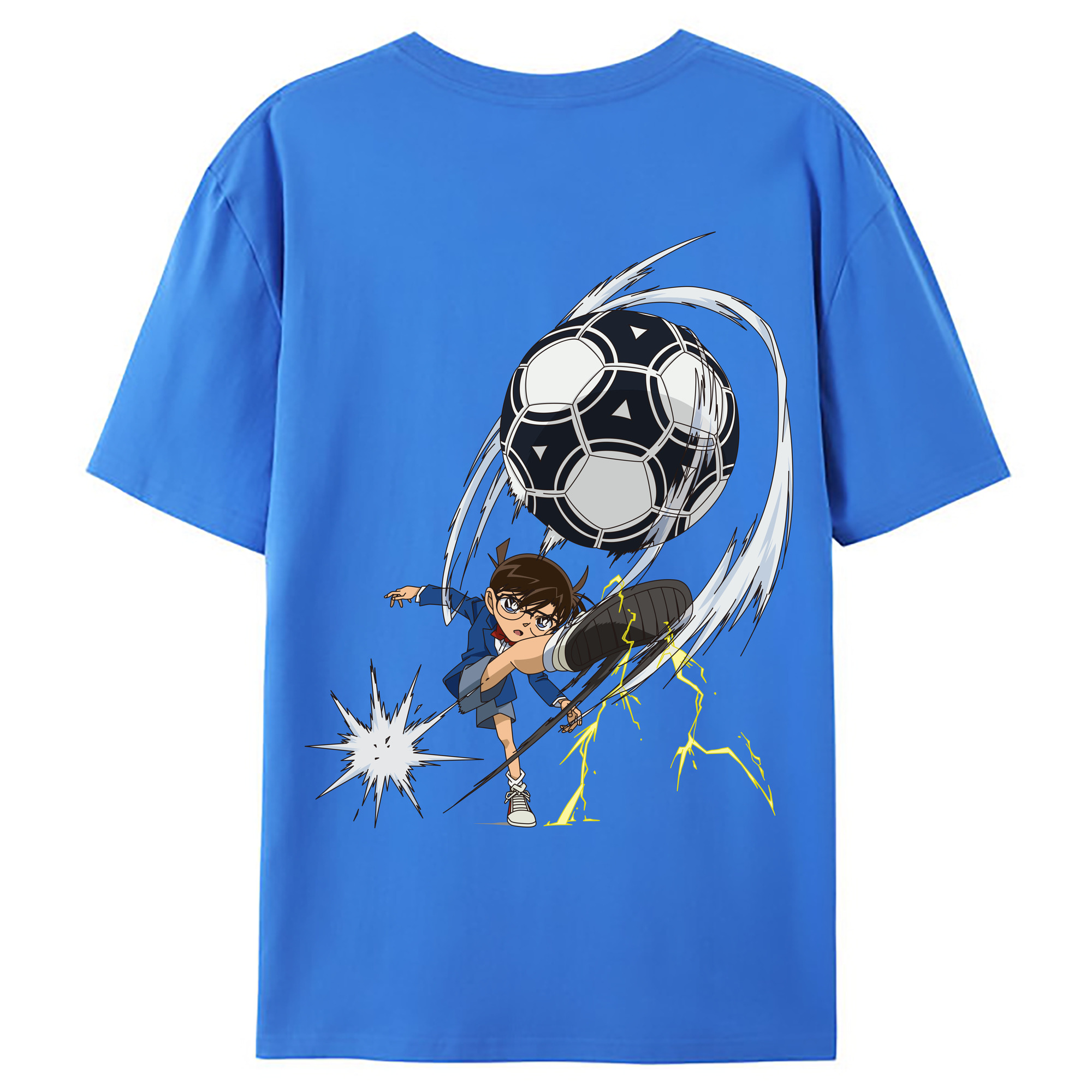 （画像用） 名探偵コナン 江戸川 コナン Detective Conan Conan Edogawa 綿100％ メンズ半袖Tシャツ（バックプリント） 通気性