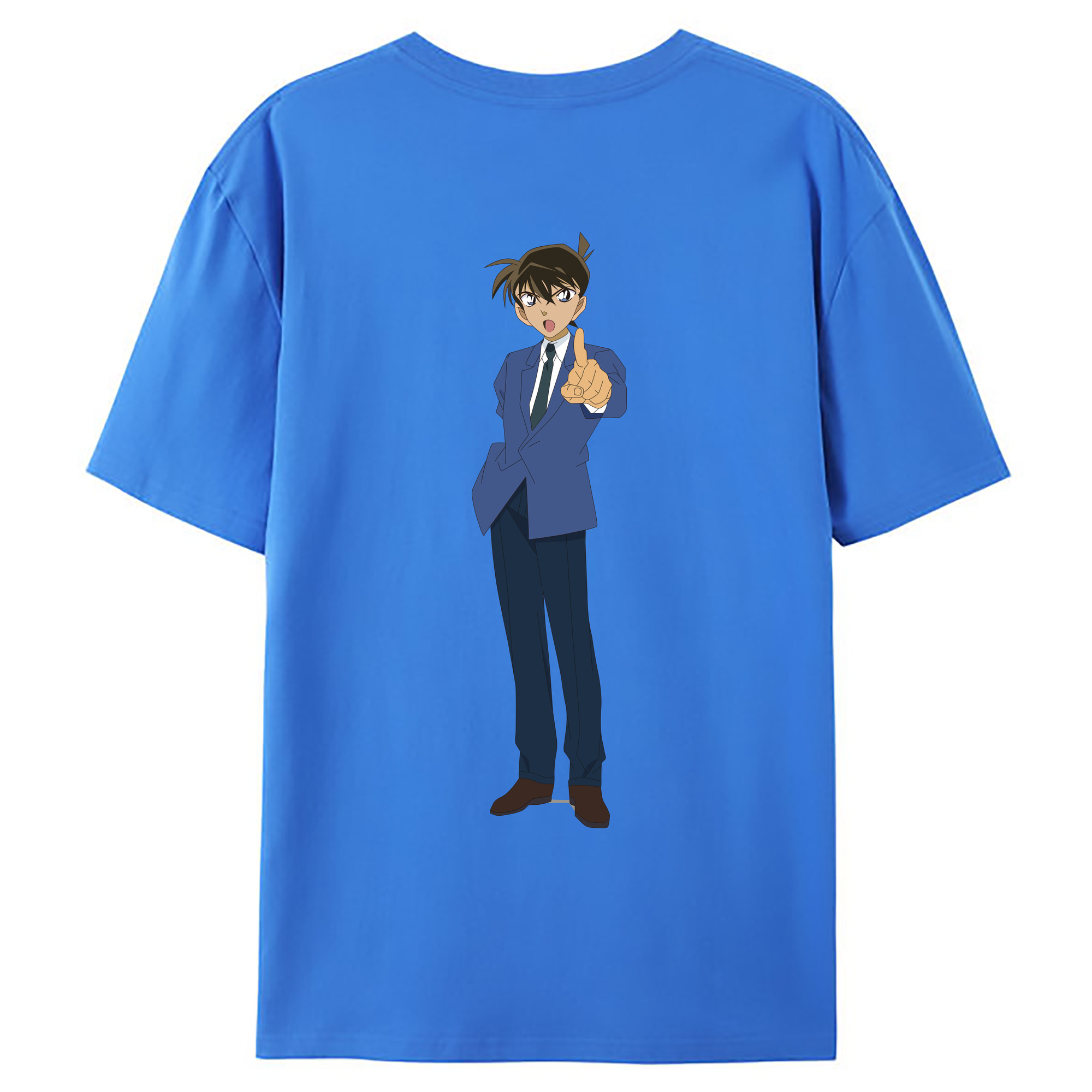 （画像用） 名探偵コナン 江戸川 コナン Detective Conan Conan Edogawa 綿100％ メンズ半袖Tシャツ（バックプリント） 通気性