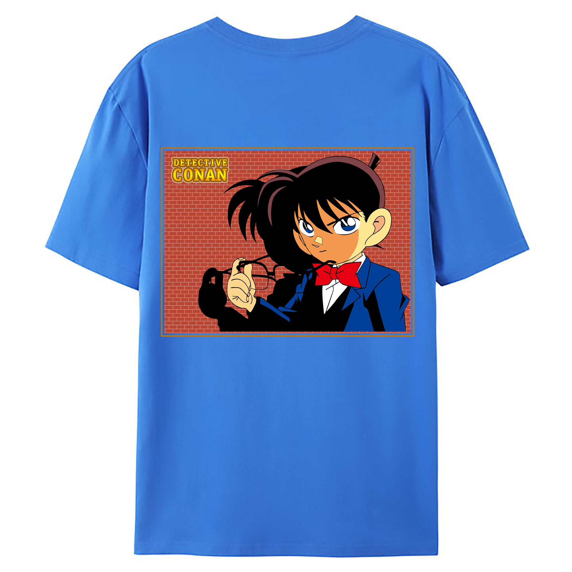 （画像用） 名探偵コナン 江戸川 コナン Detective Conan Conan Edogawa 綿100％ メンズ半袖Tシャツ（バックプリント） 通気性