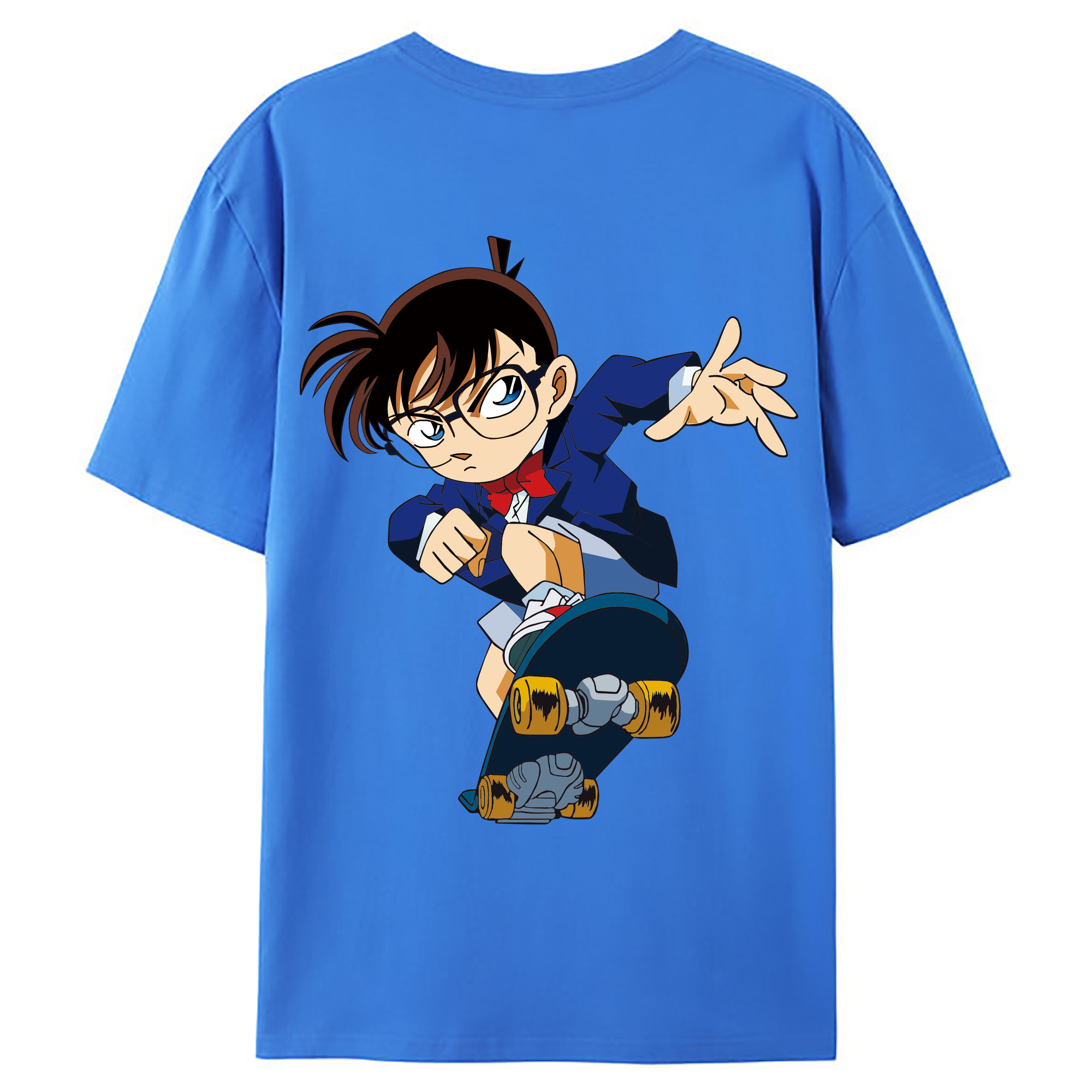（画像用） 名探偵コナン 江戸川 コナン Detective Conan Conan Edogawa 綿100％ メンズ半袖Tシャツ（バックプリント） 通気性