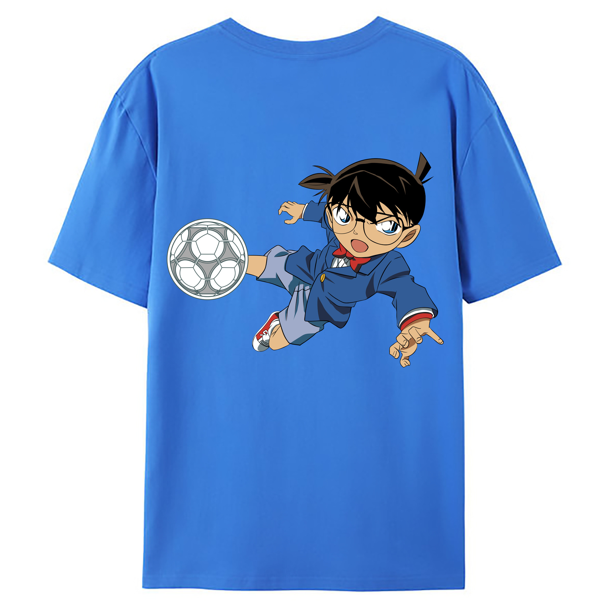 （画像用） 名探偵コナン 江戸川 コナン Detective Conan Conan Edogawa 綿100％ メンズ半袖Tシャツ（バックプリント） 通気性