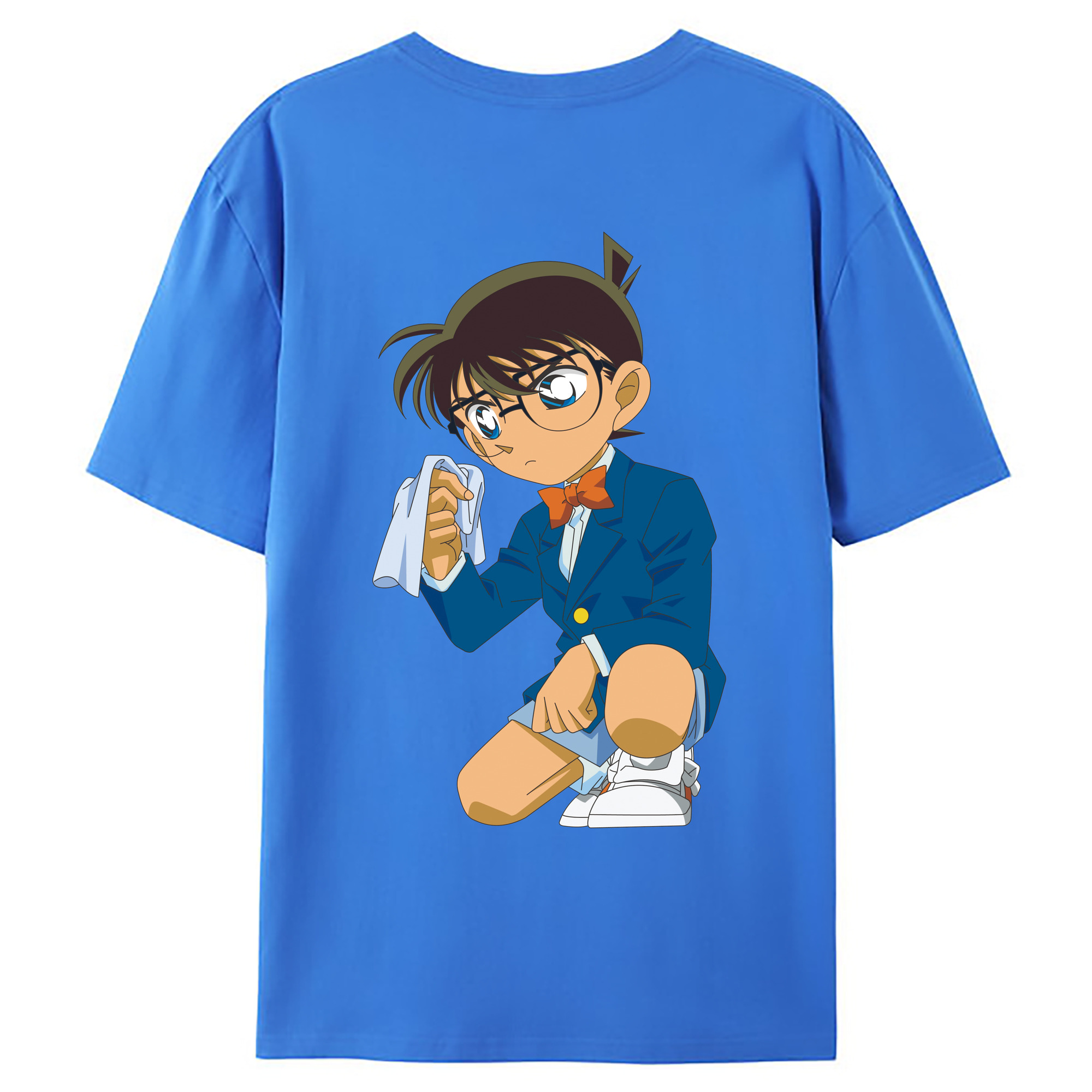 （画像用） 名探偵コナン 江戸川 コナン Detective Conan Conan Edogawa 綿100％ メンズ半袖Tシャツ（バックプリント） 通気性