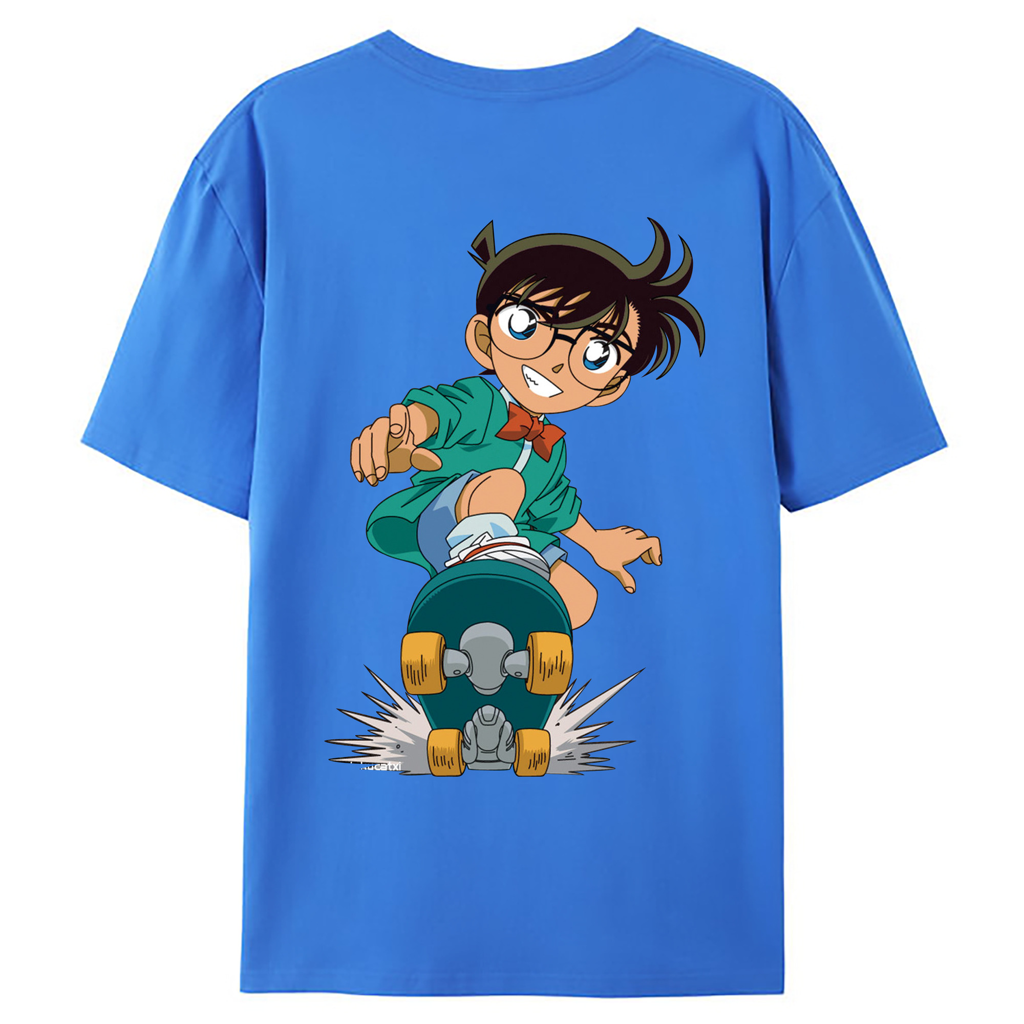 （画像用） 名探偵コナン 江戸川 コナン Detective Conan Conan Edogawa 綿100％ メンズ半袖Tシャツ（バックプリント） 通気性