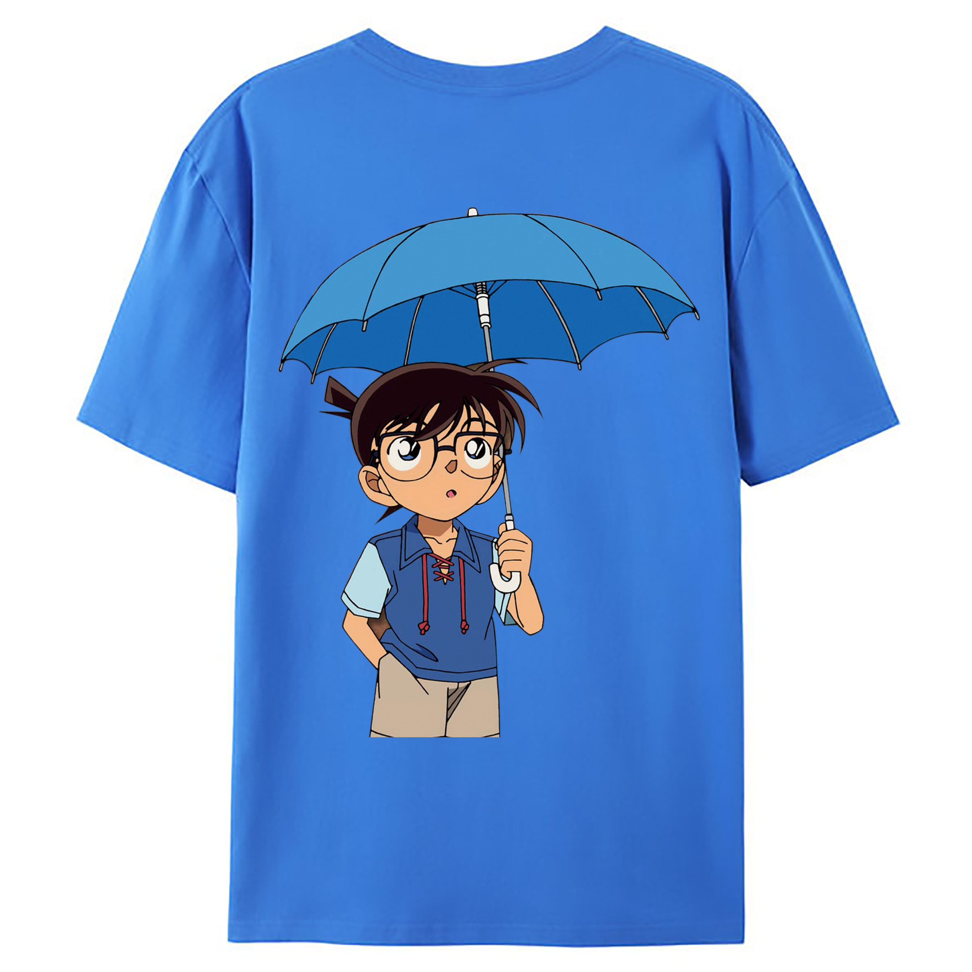 （画像用） 名探偵コナン 江戸川 コナン Detective Conan Conan Edogawa 綿100％ メンズ半袖Tシャツ（バックプリント） 通気性