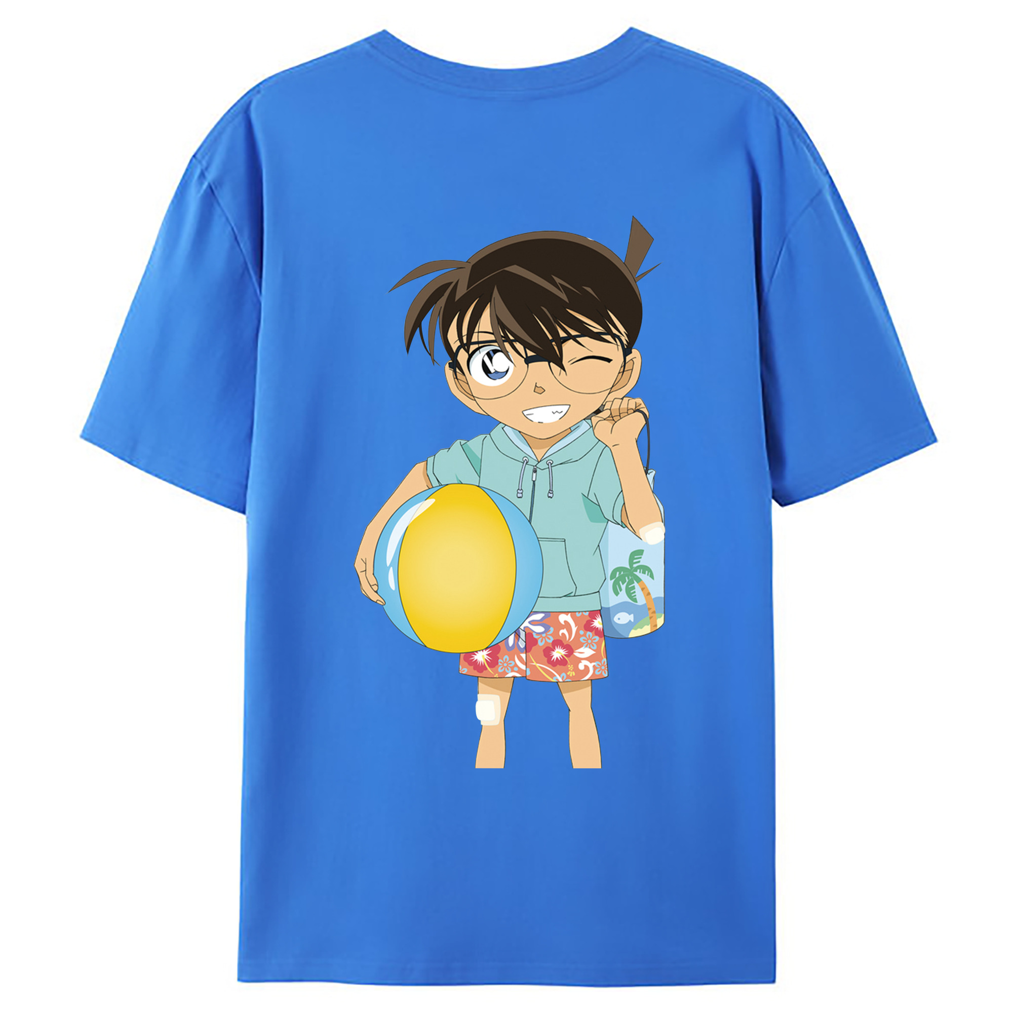 （画像用） 名探偵コナン 江戸川 コナン Detective Conan Conan Edogawa 綿100％ メンズ半袖Tシャツ（バックプリント） 通気性
