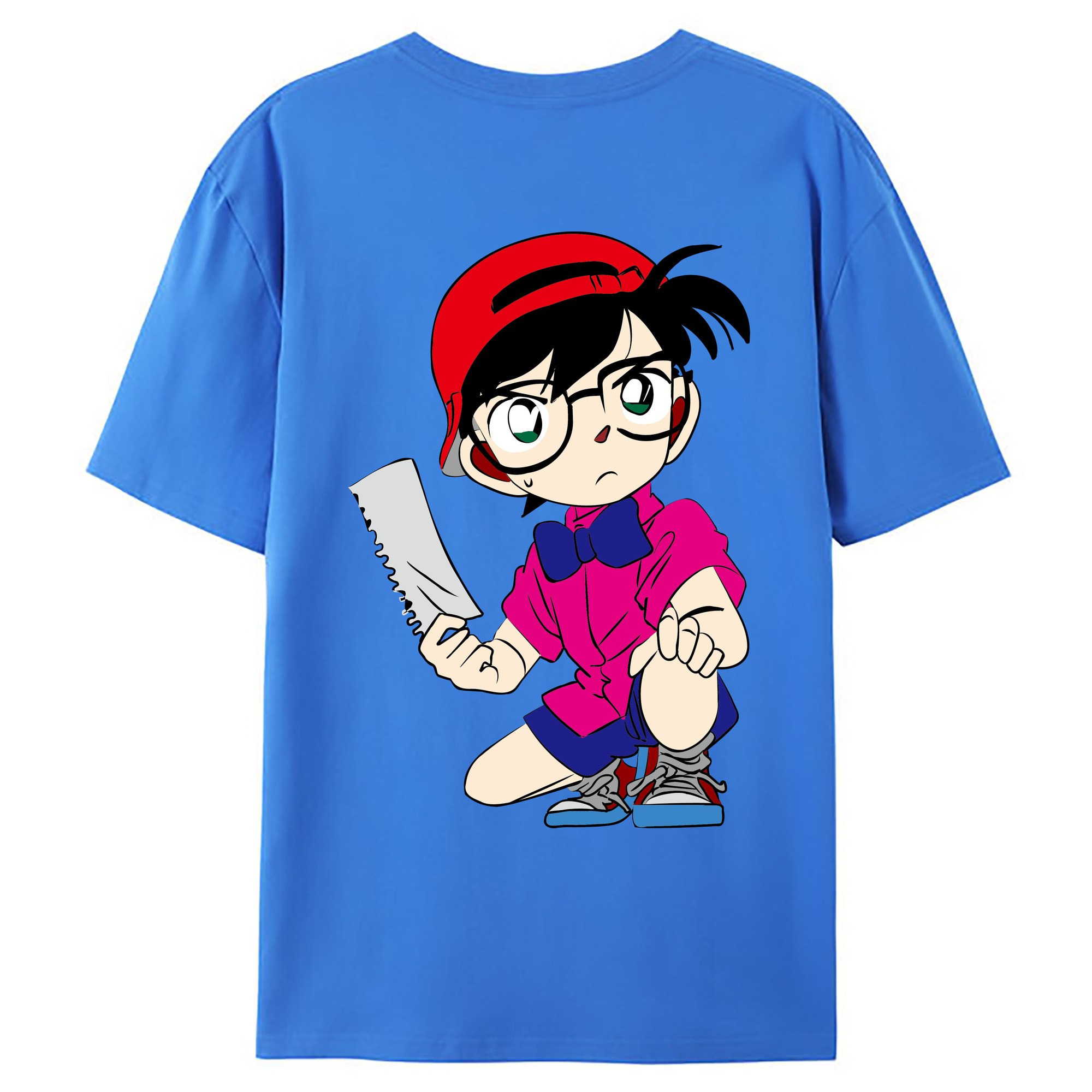 （画像用） 名探偵コナン 江戸川 コナン Detective Conan Conan Edogawa 綿100％ メンズ半袖Tシャツ（バックプリント） 通気性
