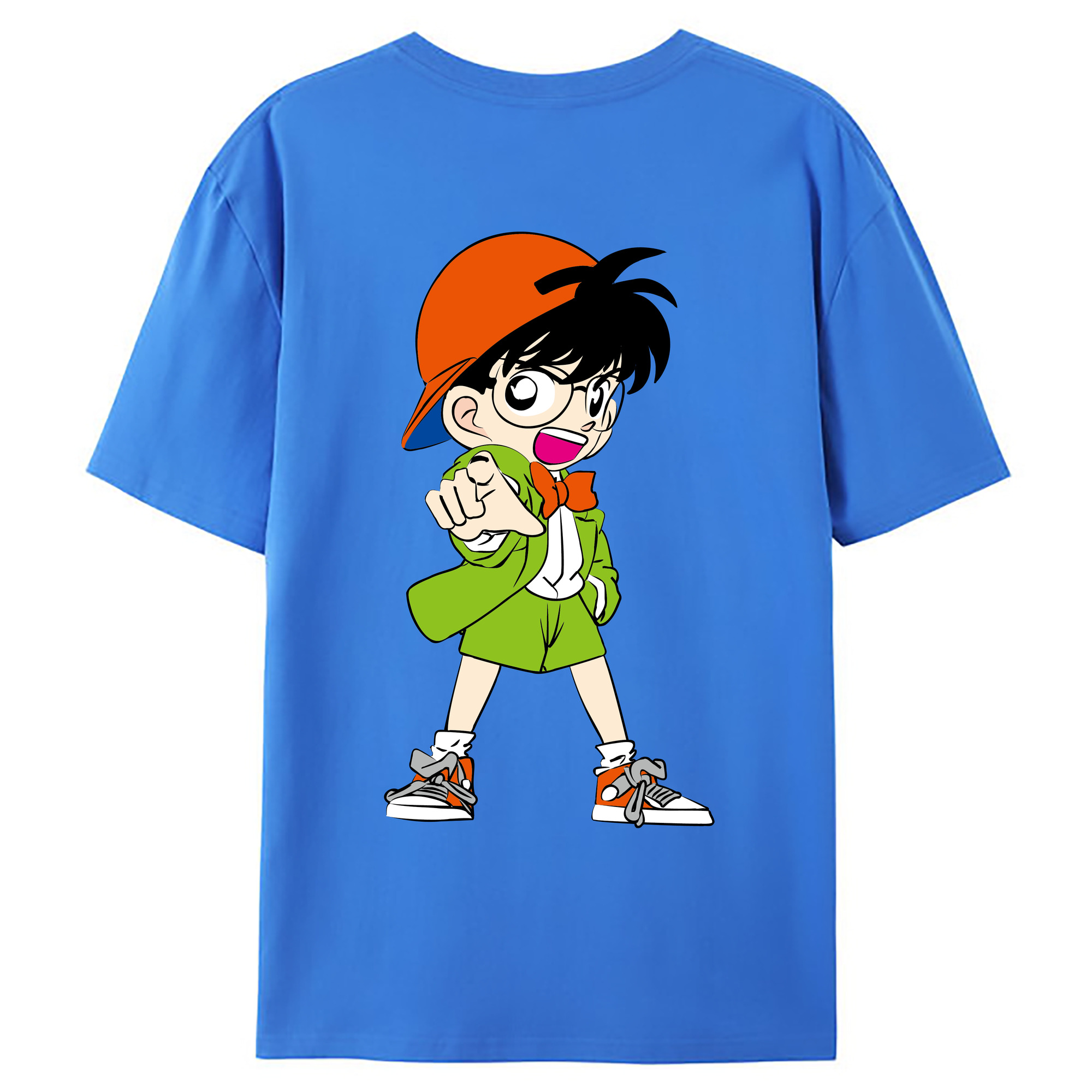 （画像用） 名探偵コナン 江戸川 コナン Detective Conan Conan Edogawa 綿100％ メンズ半袖Tシャツ（バックプリント） 通気性