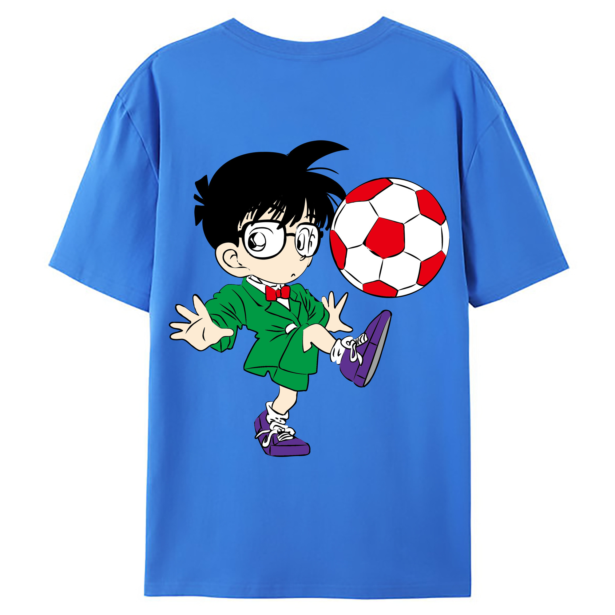 （画像用） 名探偵コナン 江戸川 コナン Detective Conan Conan Edogawa 綿100％ メンズ半袖Tシャツ（バックプリント） 通気性