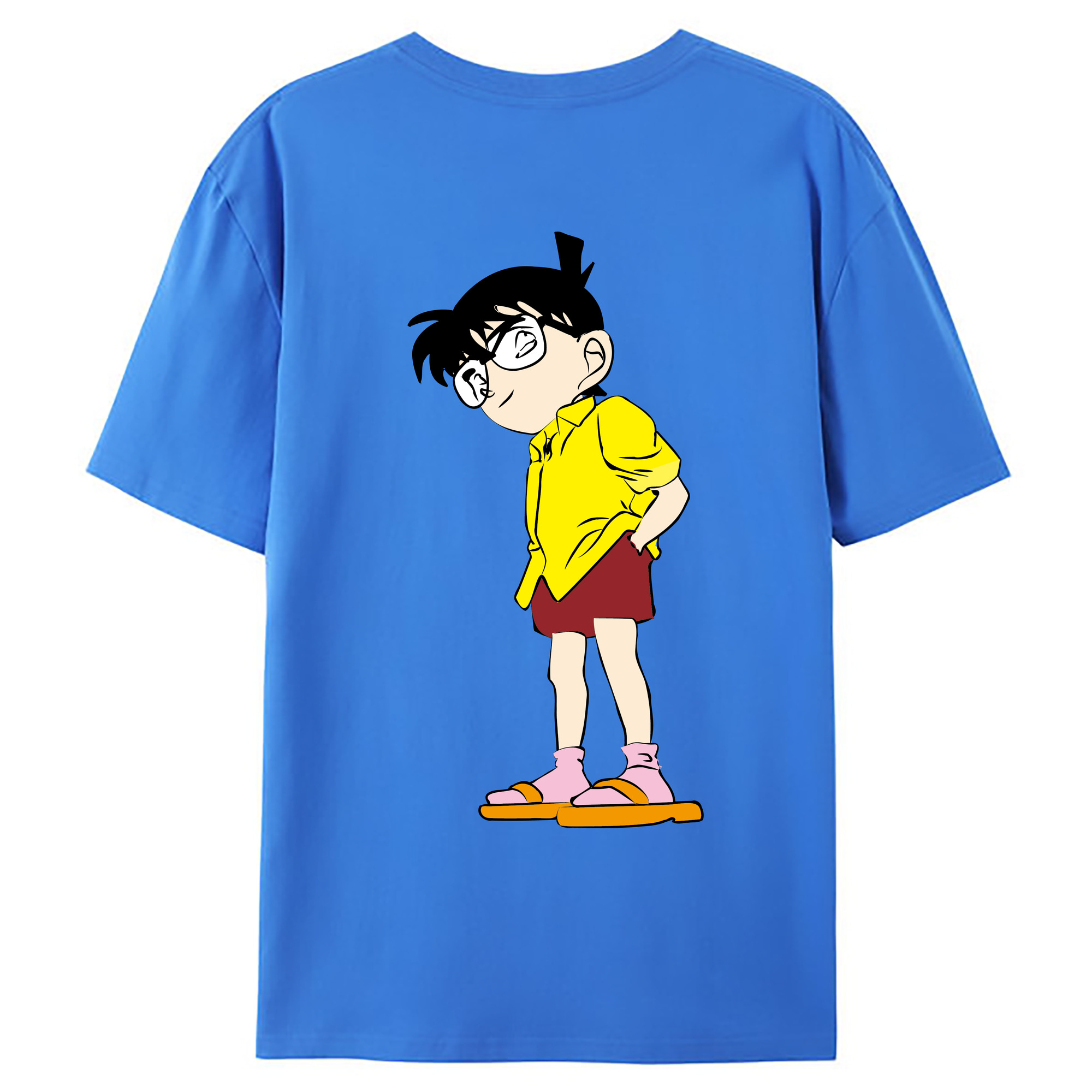 （画像用） 名探偵コナン 江戸川 コナン Detective Conan Conan Edogawa 綿100％ メンズ半袖Tシャツ（バックプリント） 通気性
