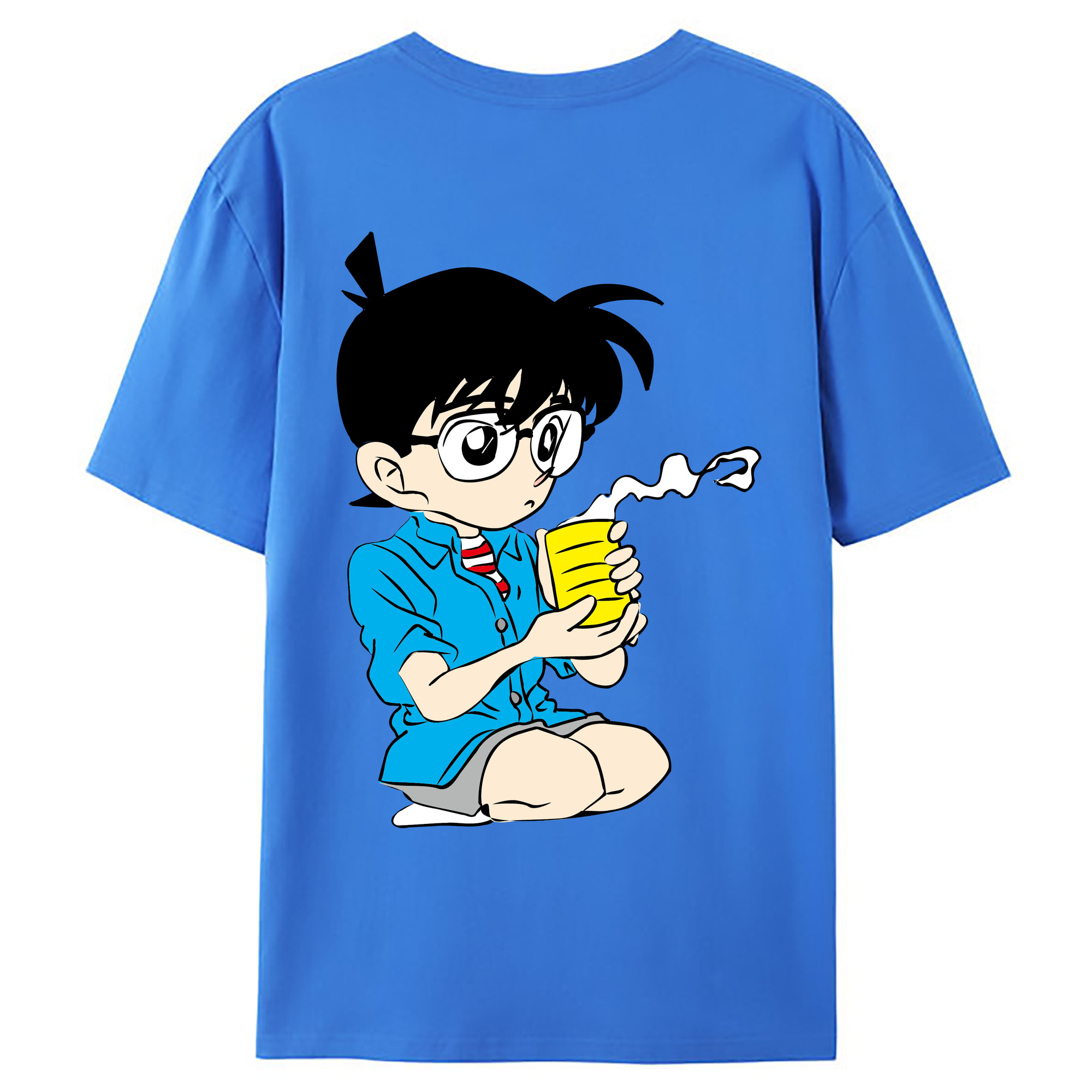 （画像用） 名探偵コナン 江戸川 コナン Detective Conan Conan Edogawa 綿100％ メンズ半袖Tシャツ（バックプリント） 通気性