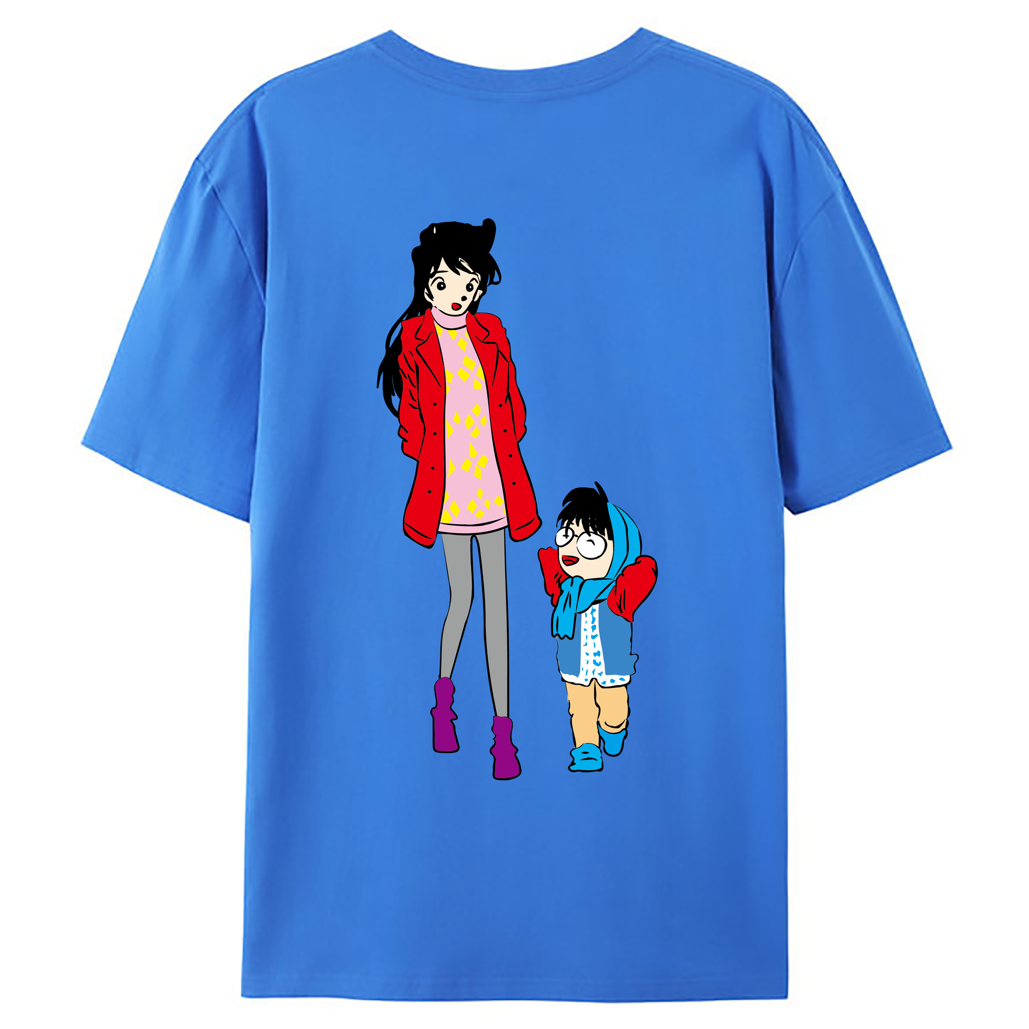 （画像用） 名探偵コナン 江戸川 コナン Detective Conan Conan Edogawa 綿100％ メンズ半袖Tシャツ（バックプリント） 通気性