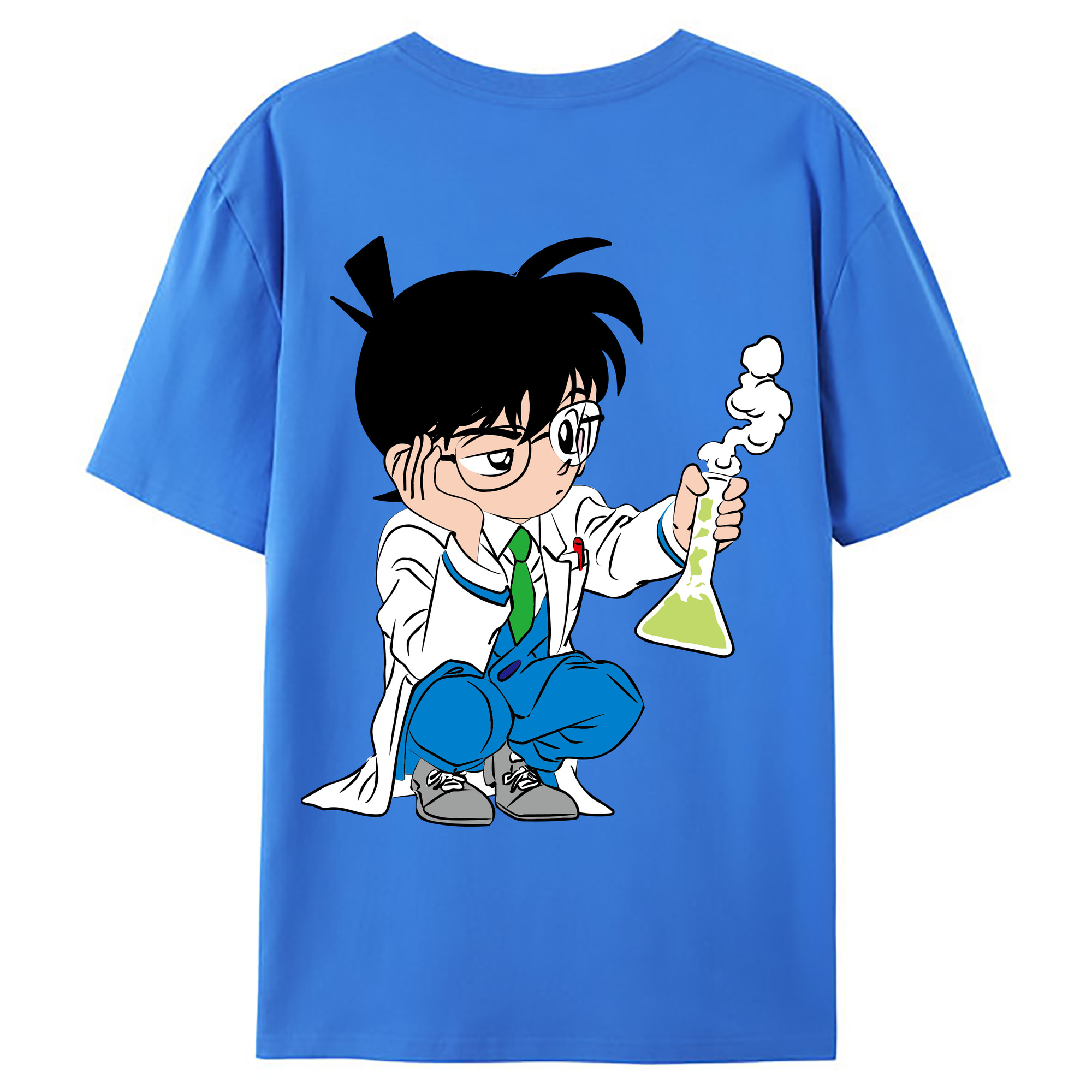 （画像用） 名探偵コナン 江戸川 コナン Detective Conan Conan Edogawa 綿100％ メンズ半袖Tシャツ（バックプリント） 通気性
