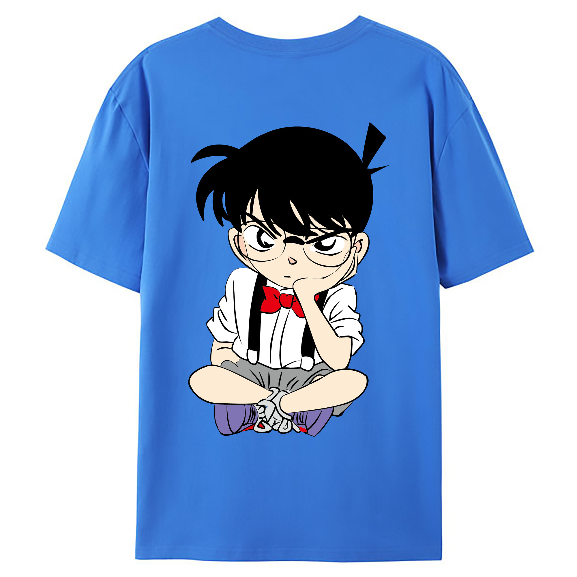 （画像用） 名探偵コナン 江戸川 コナン Detective Conan Conan Edogawa 綿100％ メンズ半袖Tシャツ（バックプリント） 通気性