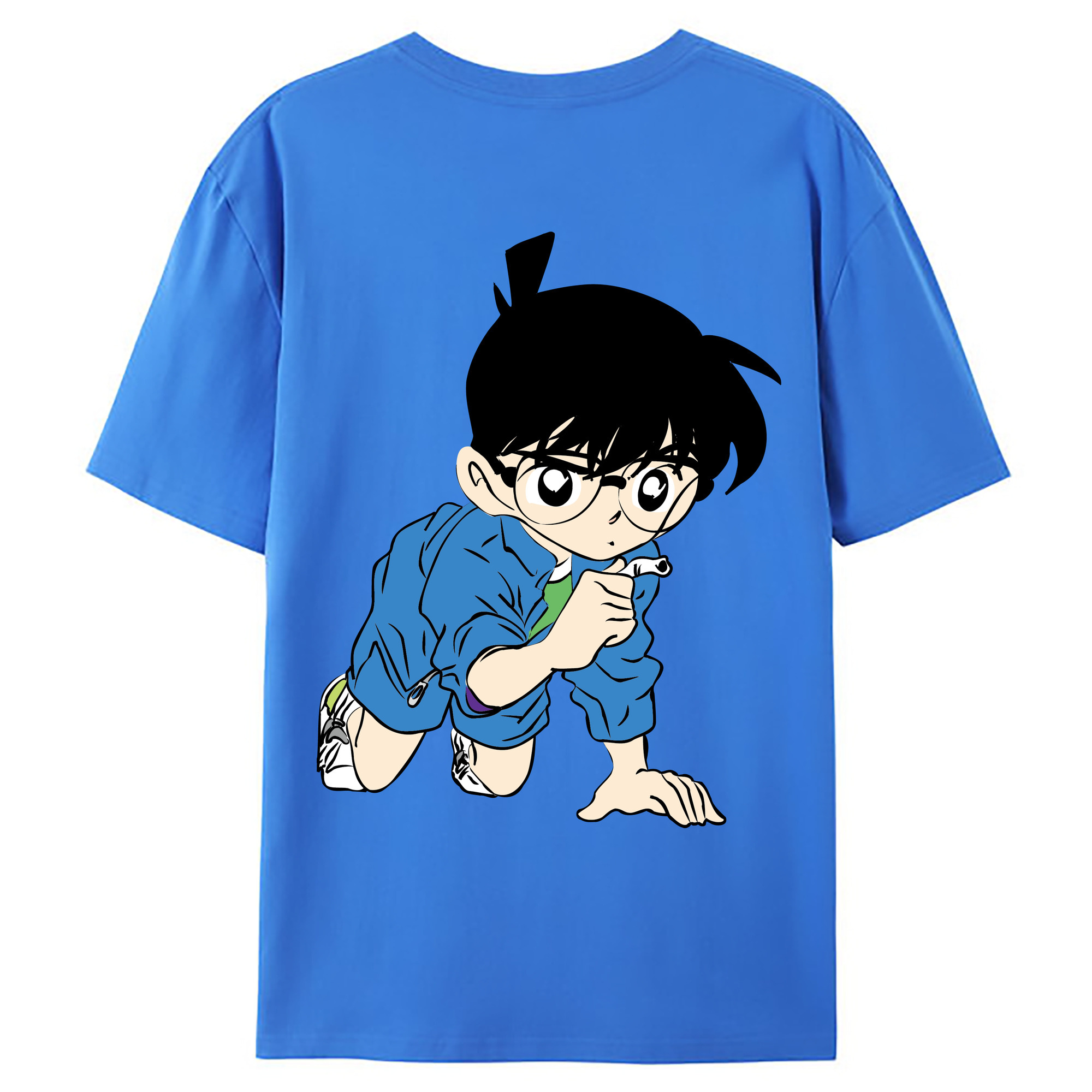 （画像用） 名探偵コナン 江戸川 コナン Detective Conan Conan Edogawa 綿100％ メンズ半袖Tシャツ（バックプリント） 通気性