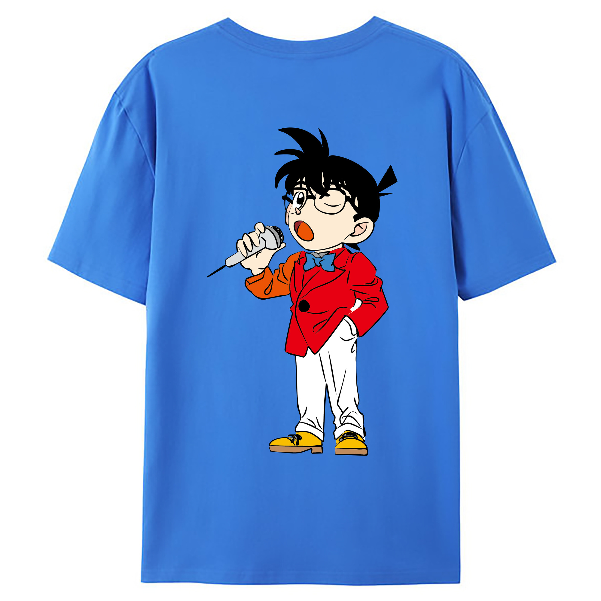 （画像用） 名探偵コナン 江戸川 コナン Detective Conan Conan Edogawa 綿100％ メンズ半袖Tシャツ（バックプリント） 通気性