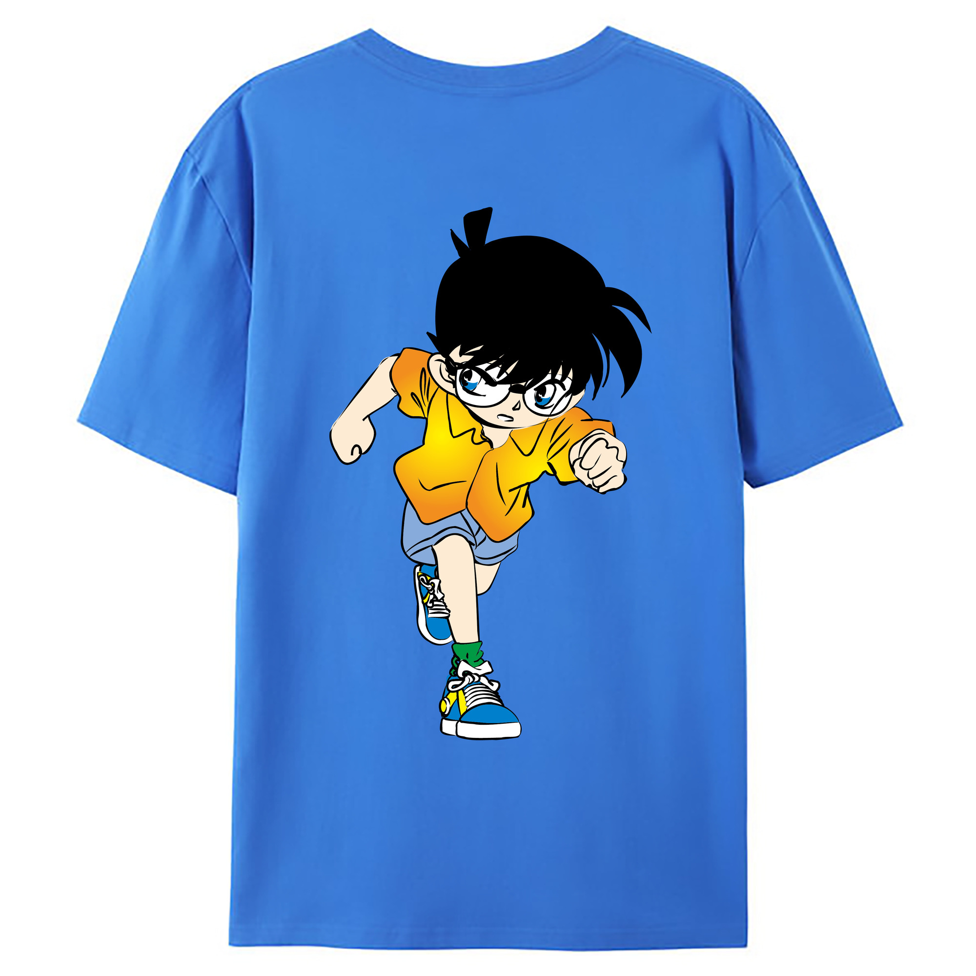 （画像用） 名探偵コナン 江戸川 コナン Detective Conan Conan Edogawa 綿100％ メンズ半袖Tシャツ（バックプリント） 通気性