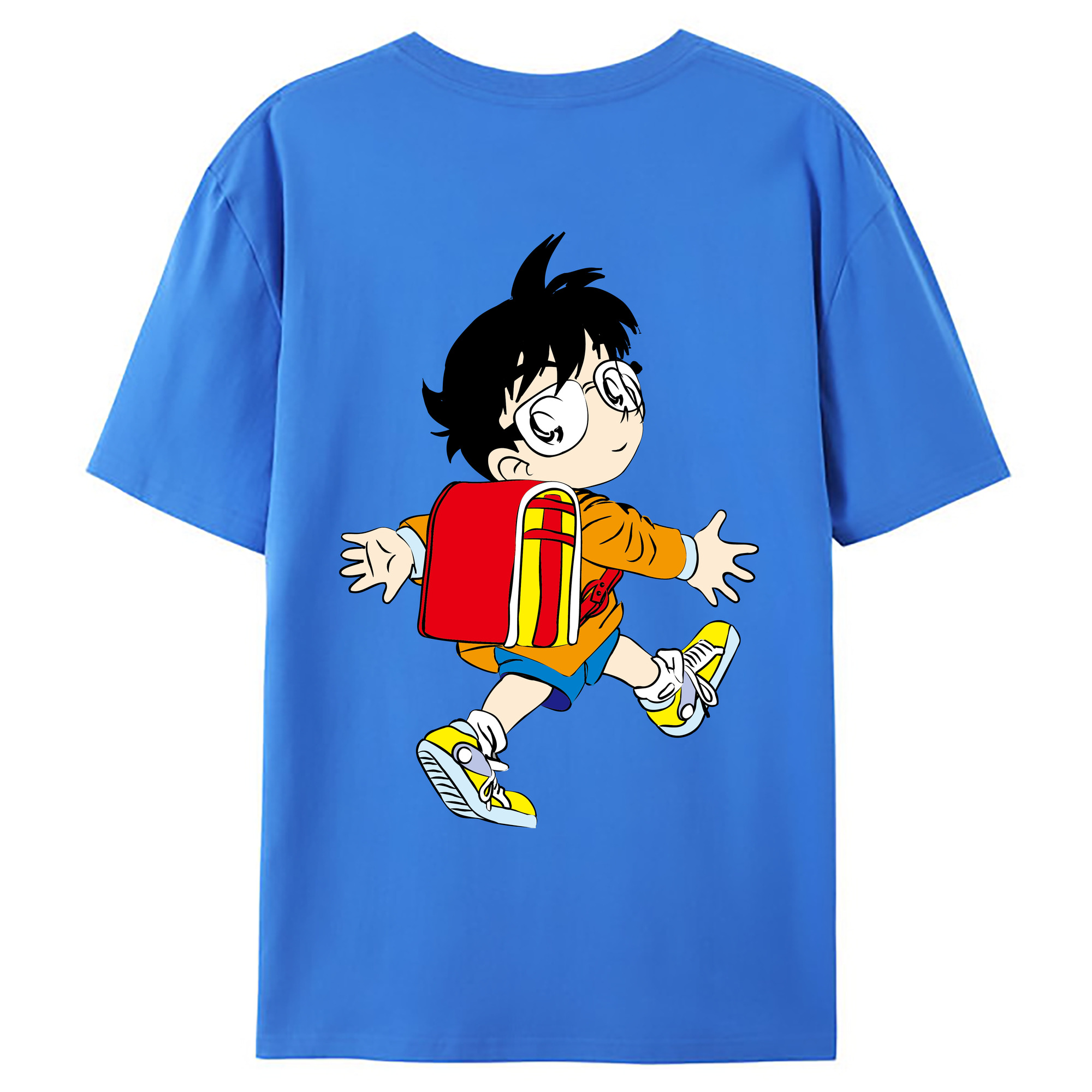 （画像用） 名探偵コナン 江戸川 コナン Detective Conan Conan Edogawa 綿100％ メンズ半袖Tシャツ（バックプリント） 通気性