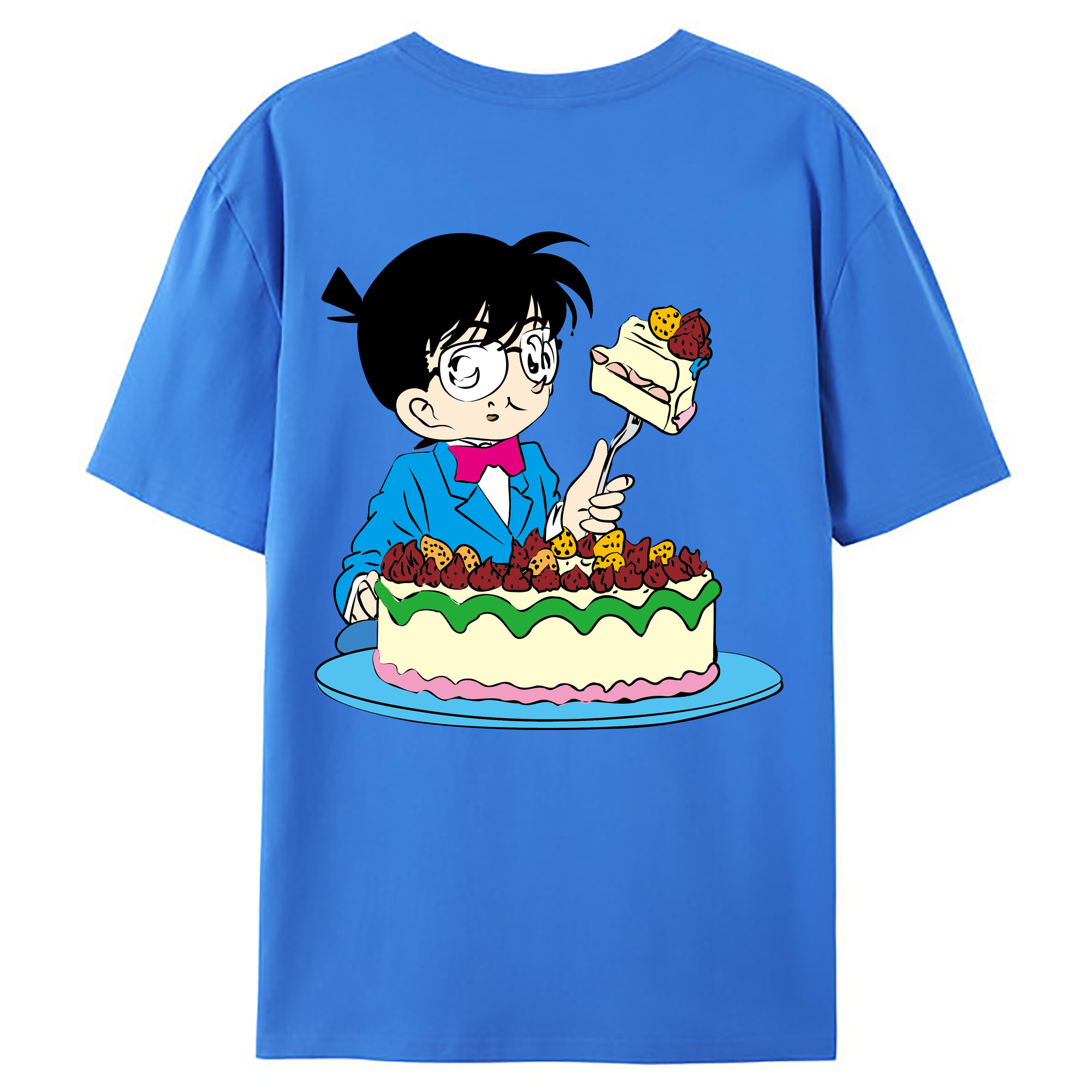 （画像用） 名探偵コナン 江戸川 コナン Detective Conan Conan Edogawa 綿100％ メンズ半袖Tシャツ（バックプリント） 通気性