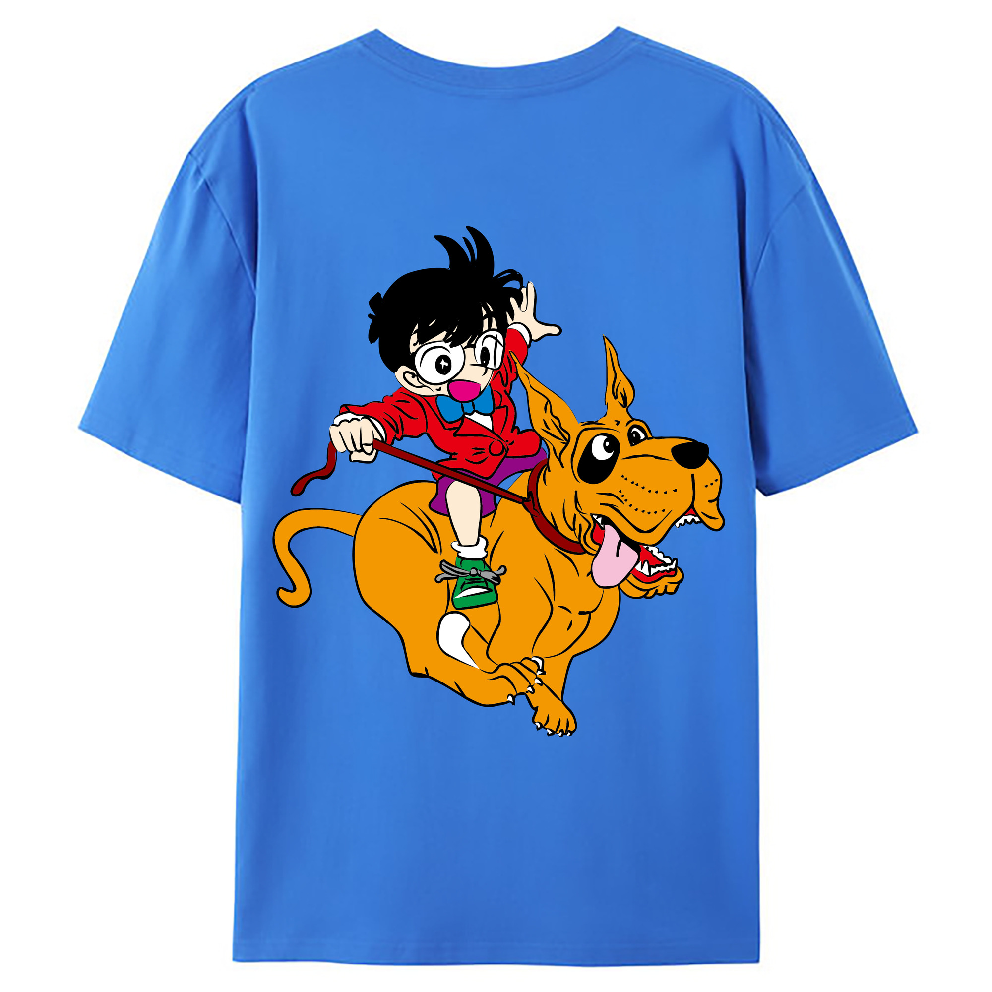 （画像用） 名探偵コナン 江戸川 コナン Detective Conan Conan Edogawa 綿100％ メンズ半袖Tシャツ（バックプリント） 通気性