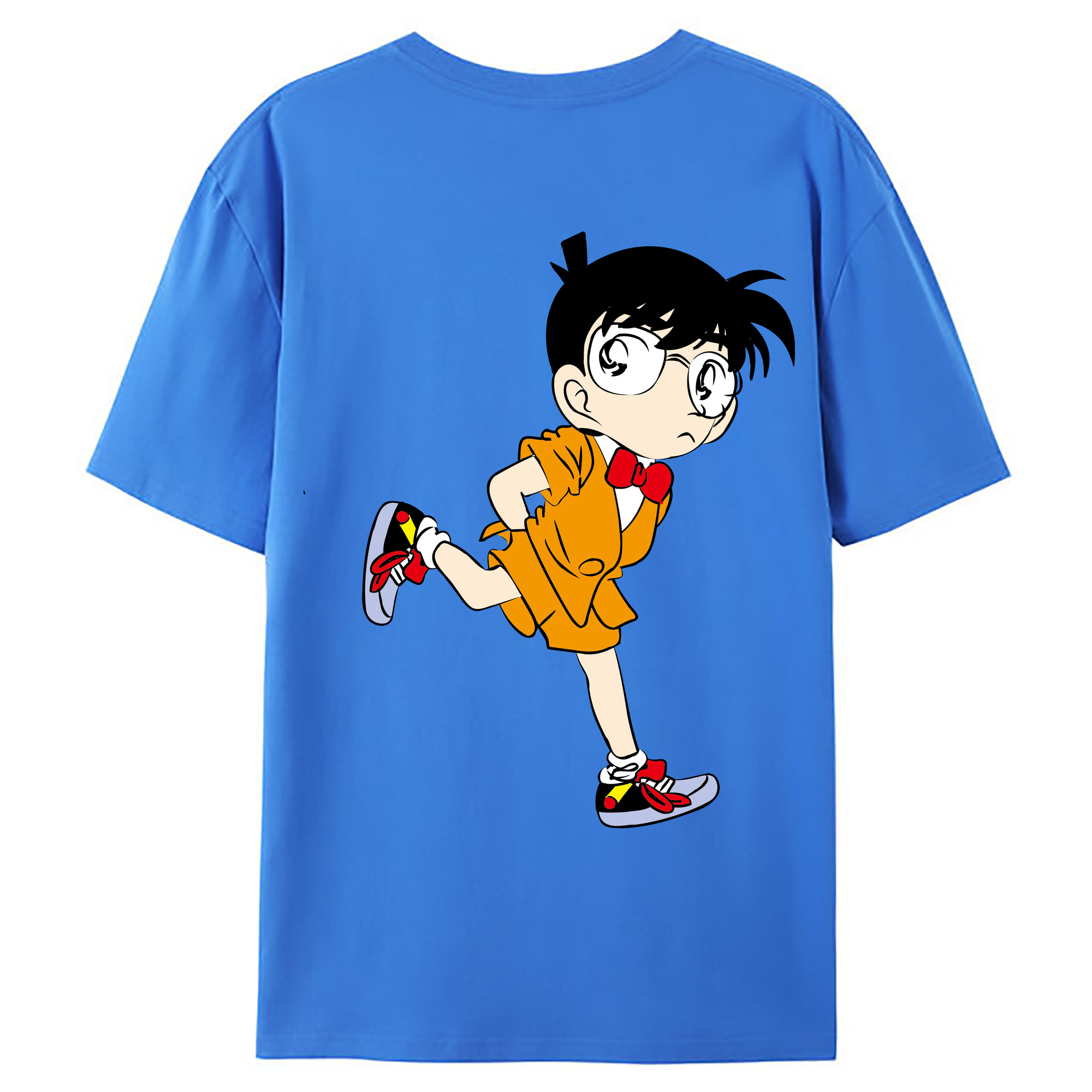 （画像用） 名探偵コナン 江戸川 コナン Detective Conan Conan Edogawa 綿100％ メンズ半袖Tシャツ（バックプリント） 通気性