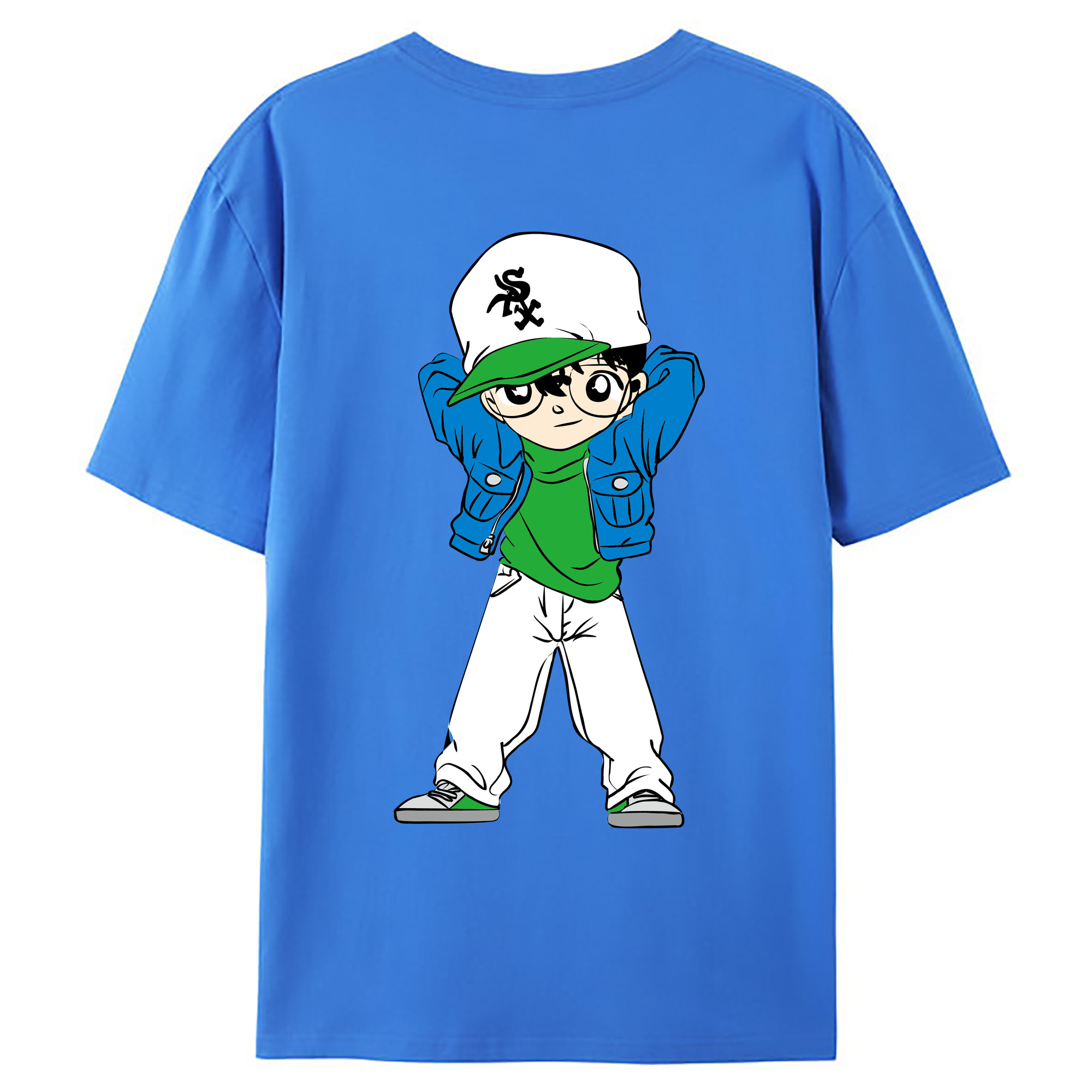 （画像用） 名探偵コナン 江戸川 コナン Detective Conan Conan Edogawa 綿100％ メンズ半袖Tシャツ（バックプリント） 通気性
