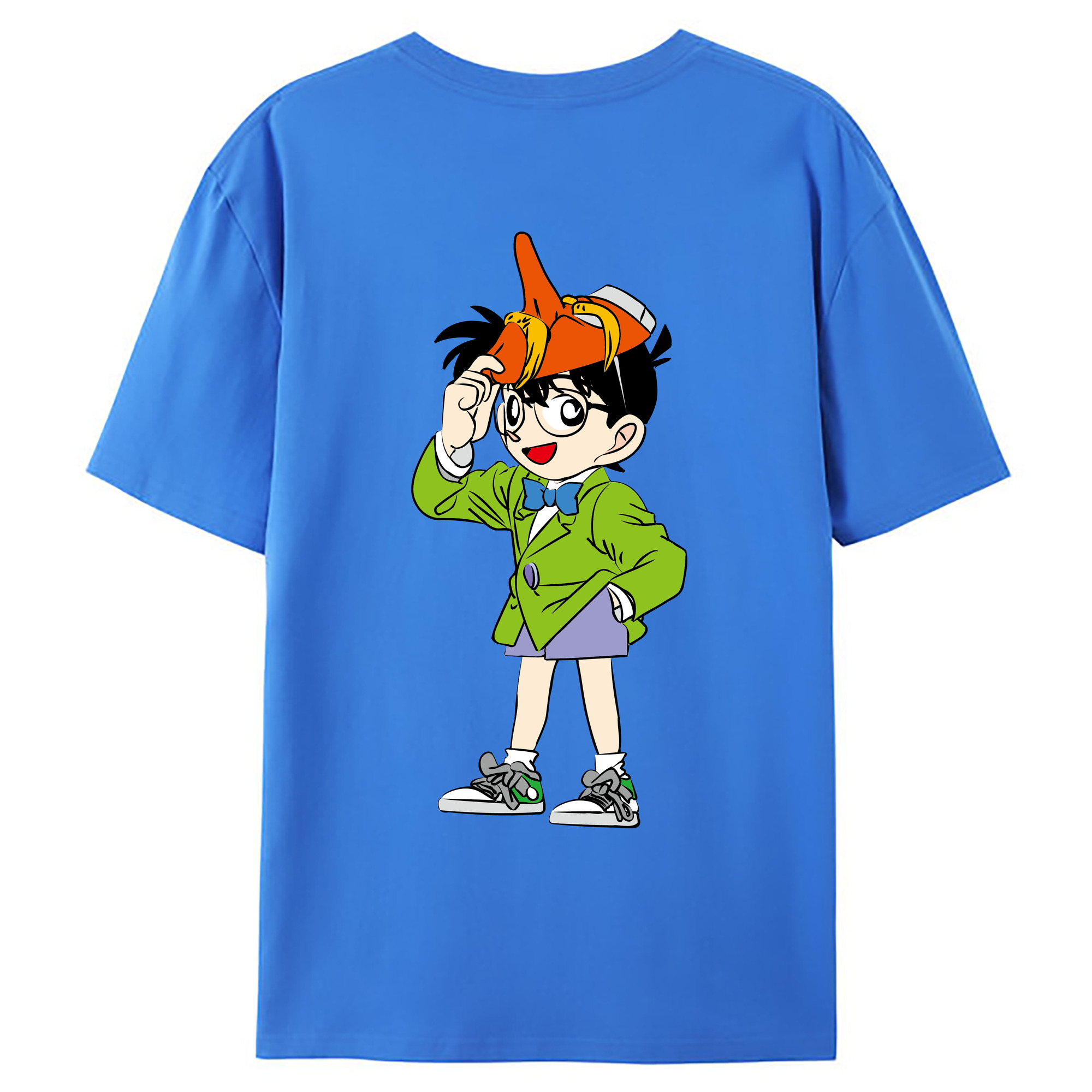 （画像用） 名探偵コナン 江戸川 コナン Detective Conan Conan Edogawa 綿100％ メンズ半袖Tシャツ（バックプリント） 通気性