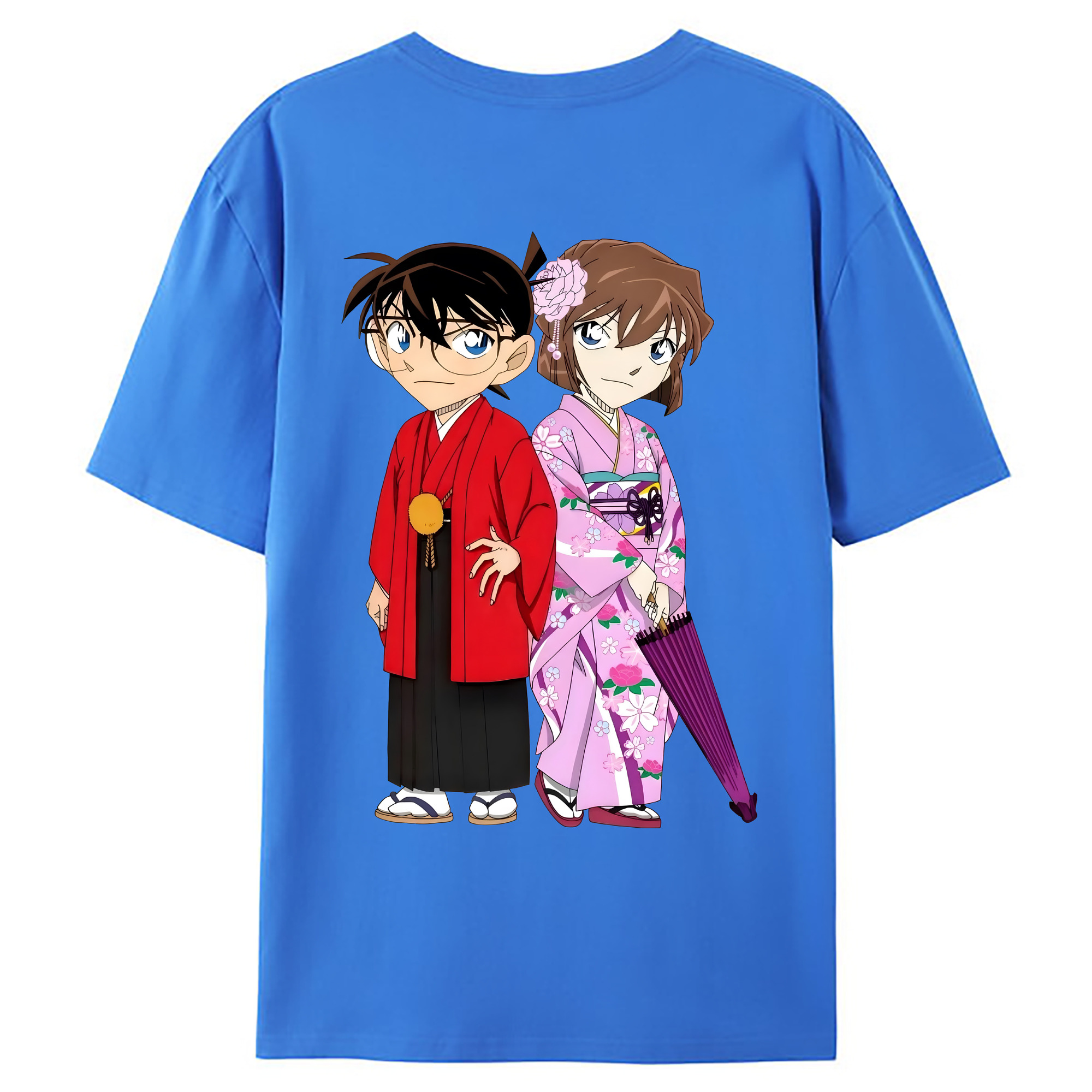 （画像用） 名探偵コナン 江戸川 コナン Detective Conan Conan Edogawa 綿100％ メンズ半袖Tシャツ（バックプリント） 通気性