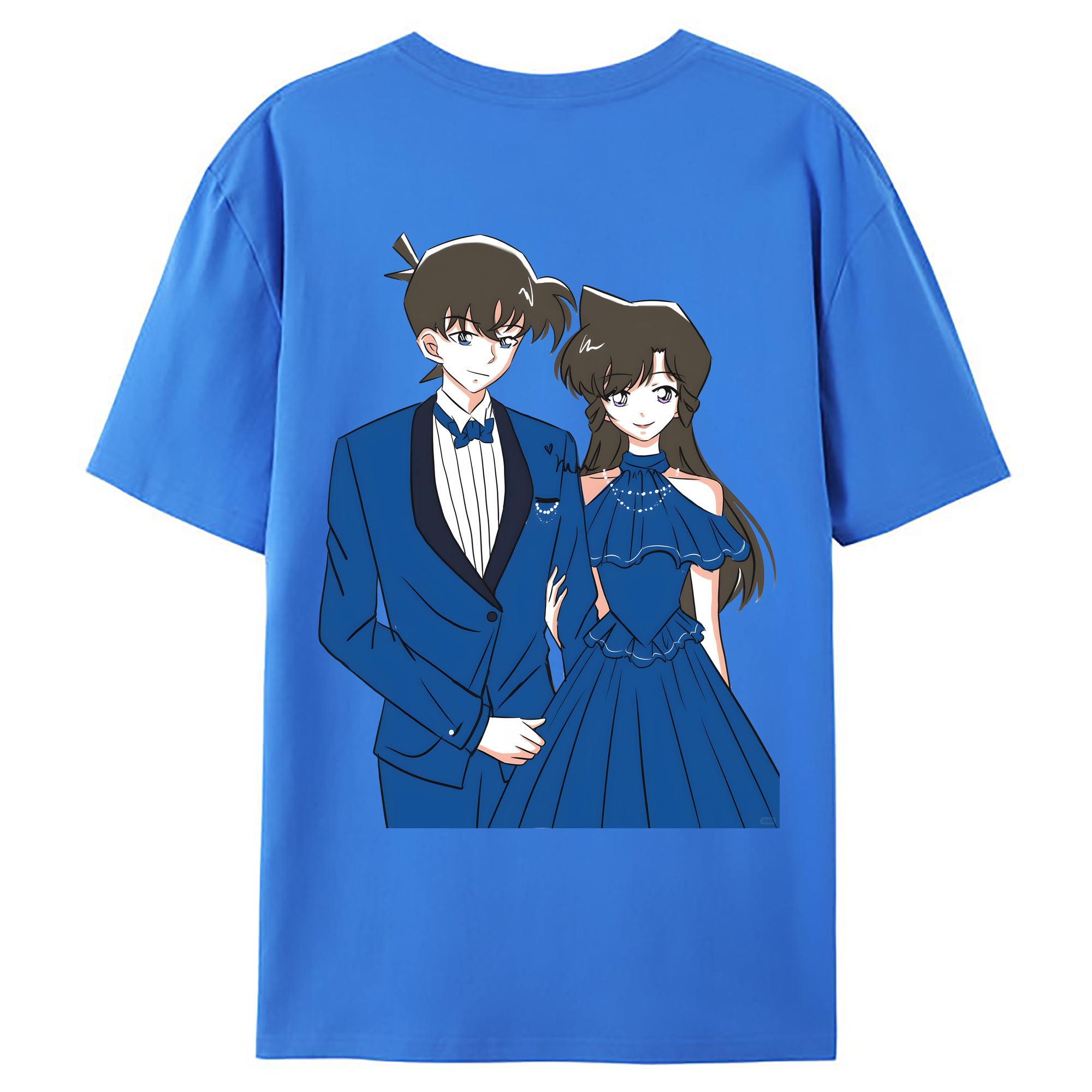 （画像用） 名探偵コナン 江戸川 コナン Detective Conan Conan Edogawa 綿100％ メンズ半袖Tシャツ（バックプリント） 通気性