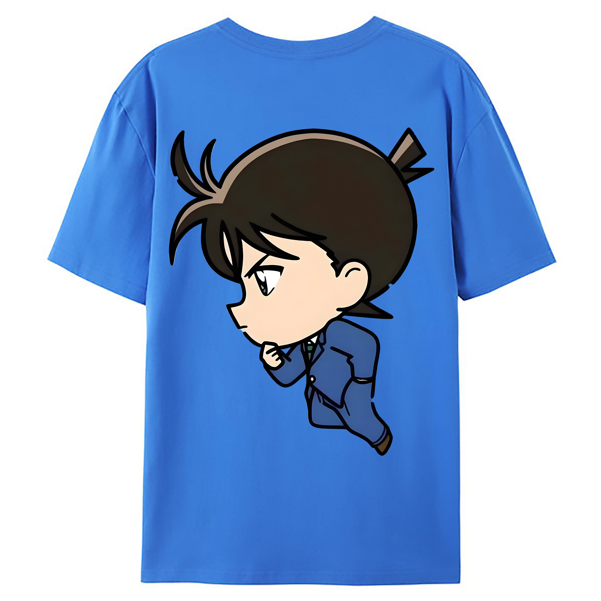 （画像用） 名探偵コナン 江戸川 コナン Detective Conan Conan Edogawa 綿100％ メンズ半袖Tシャツ（バックプリント） 通気性